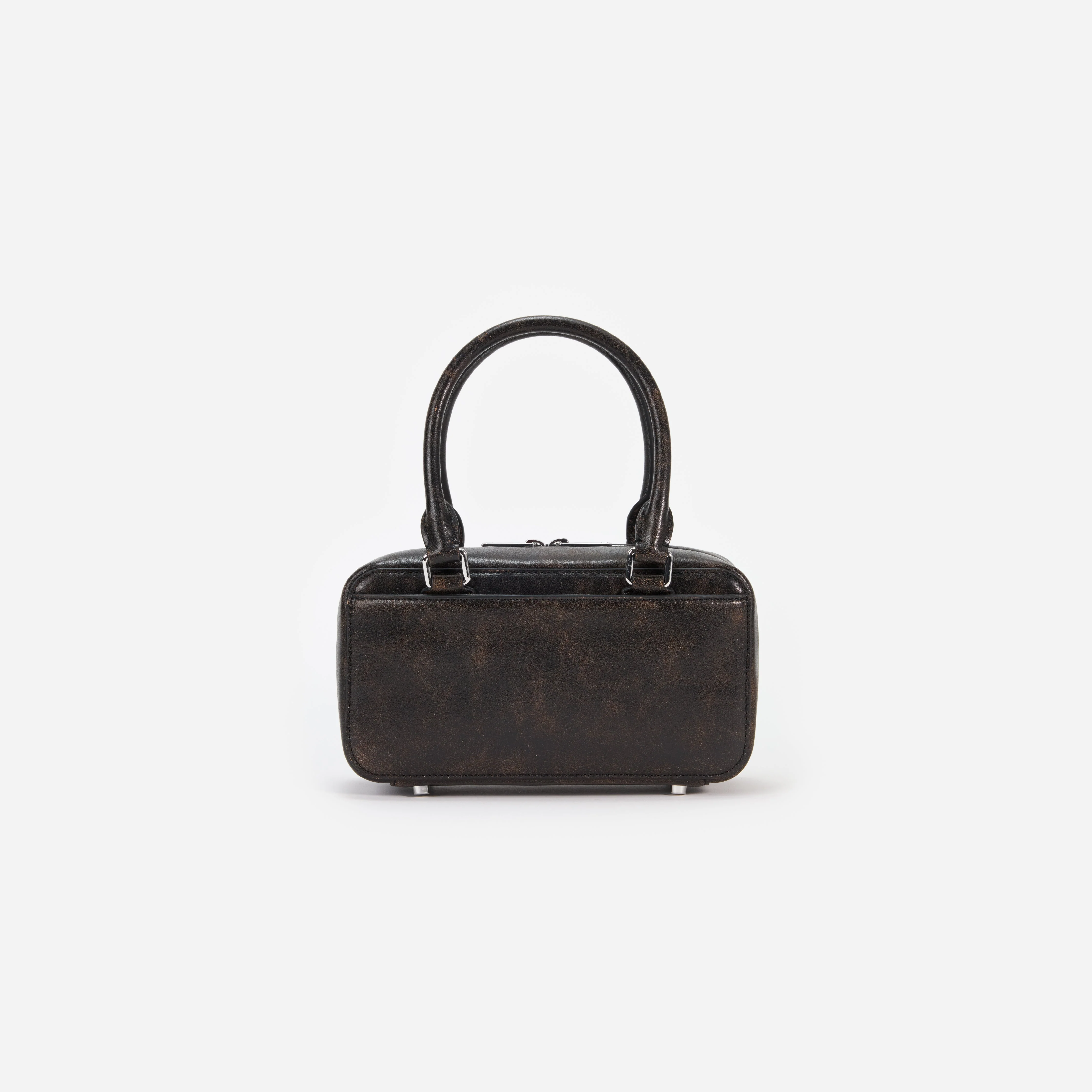Black Distressed Leather Mini Tote Bag - Image 3