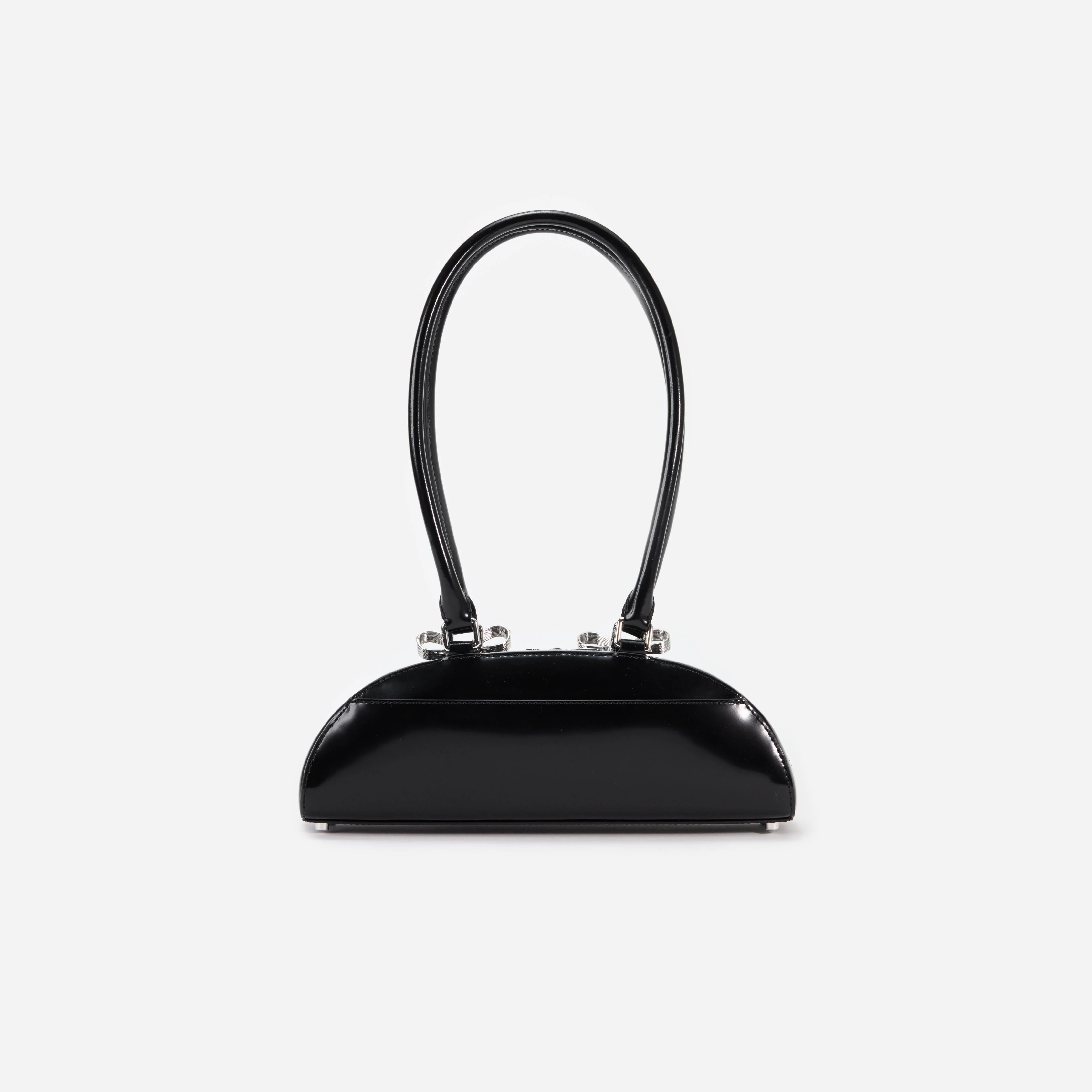 Black Leather Curved Shoulder Bag - Image 3