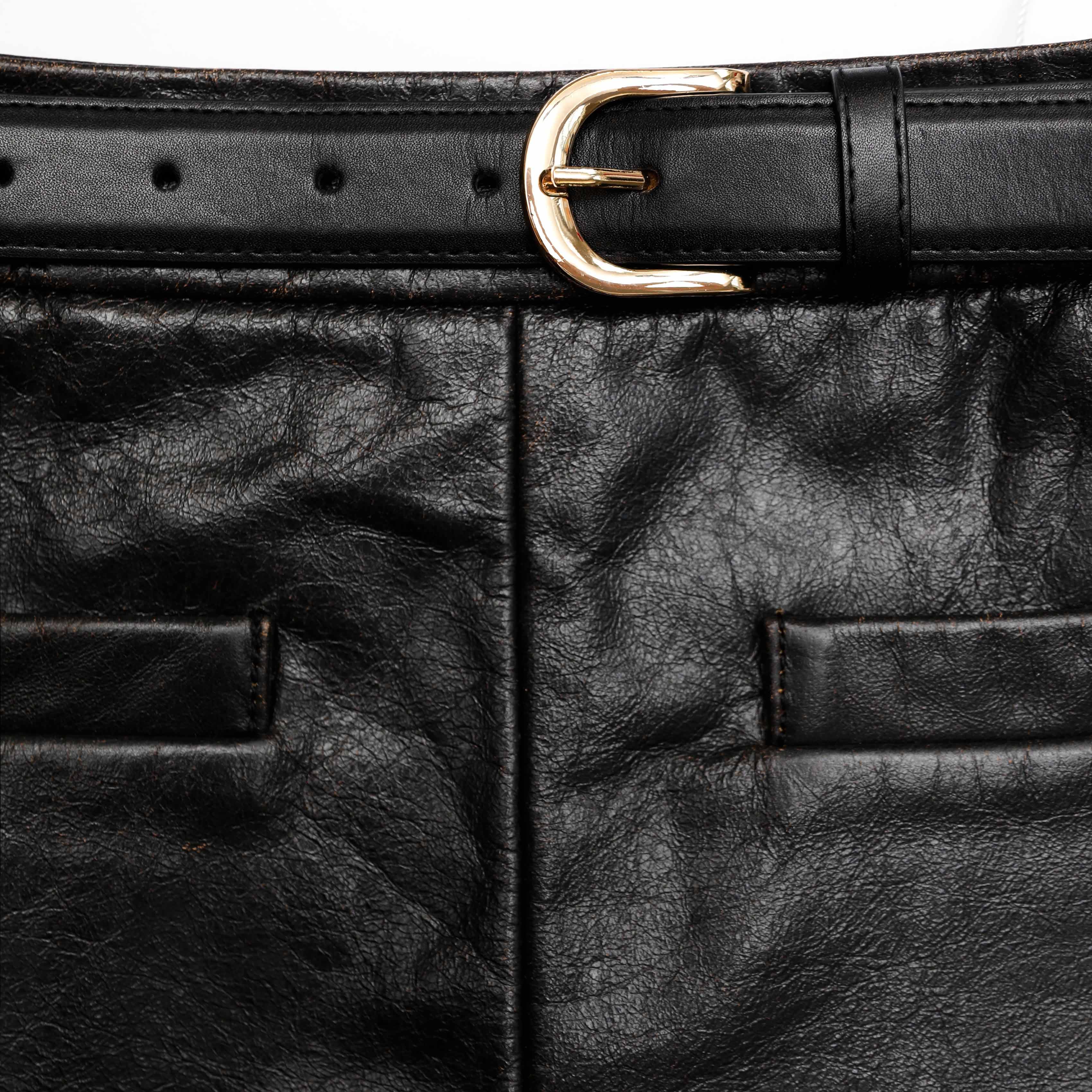 Black Leather Mini Skirt - Image 5