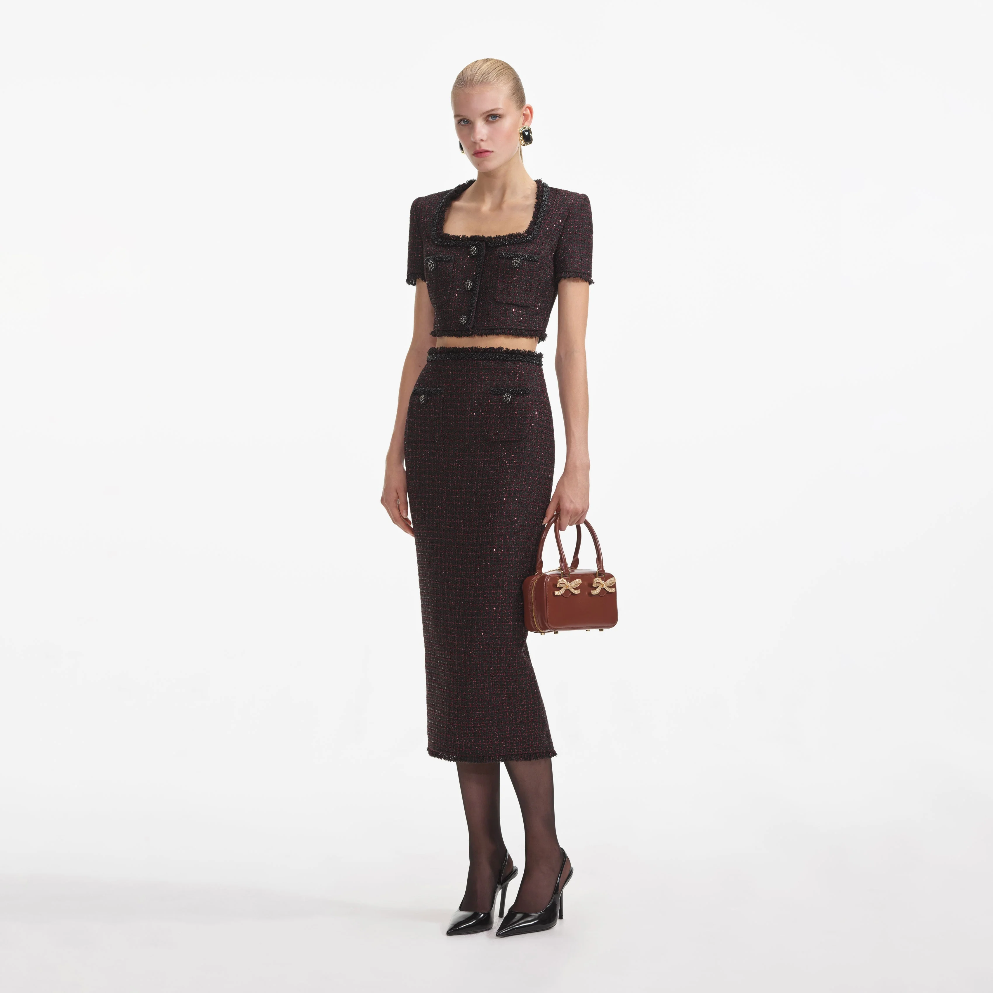 Black Metallic Boucle Top - Image 2