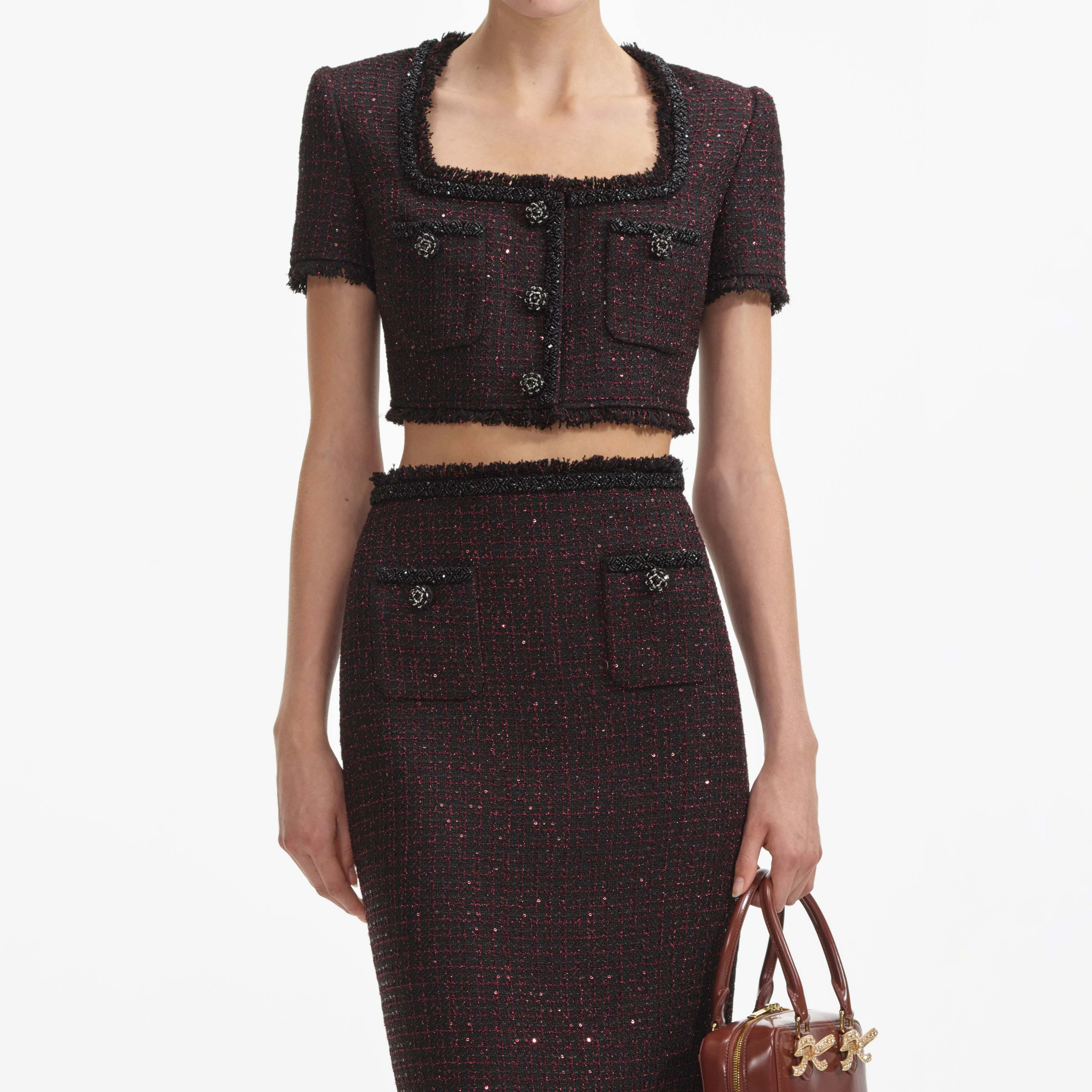Black Metallic Boucle Top - Image 4