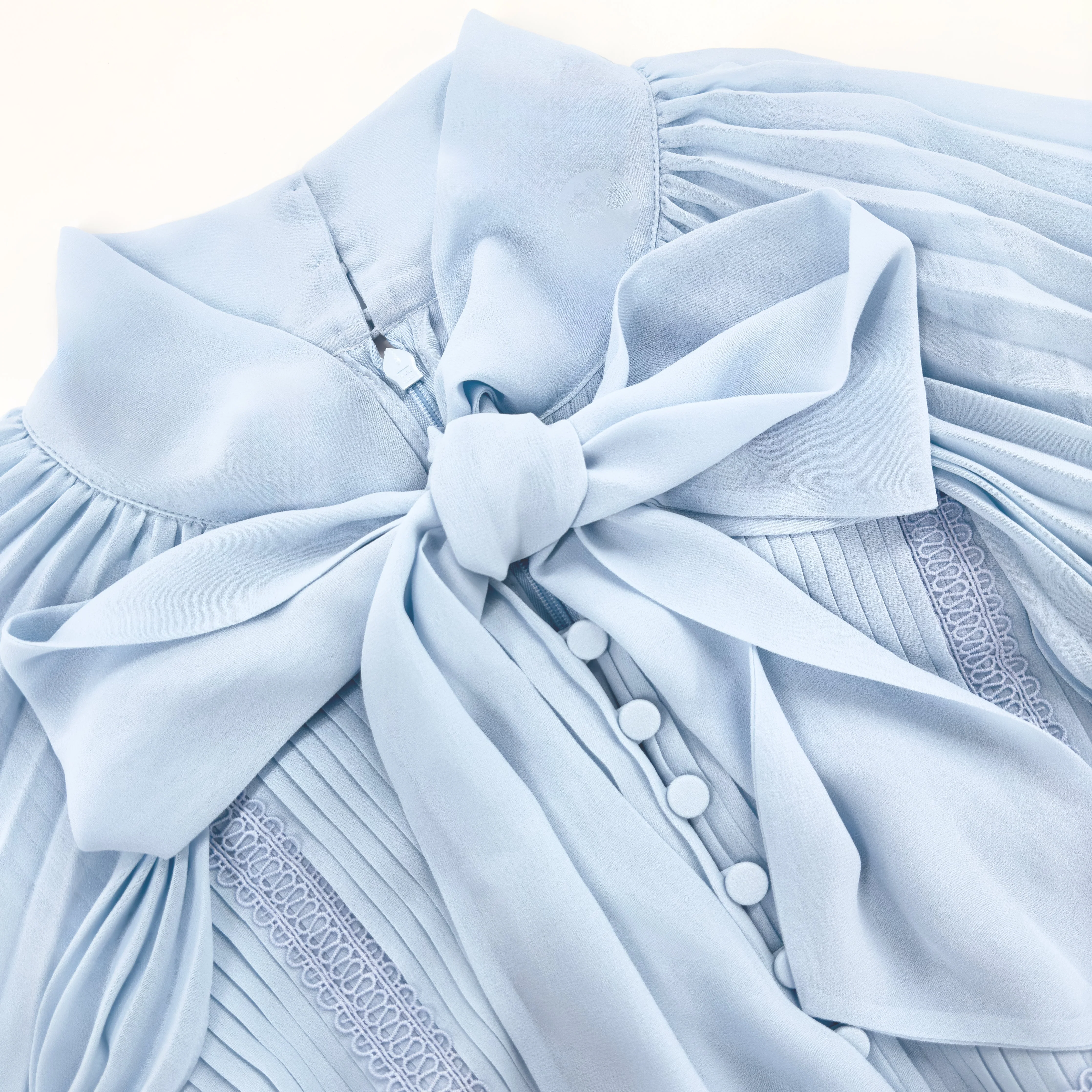 Blue Chiffon Cape Midi Dress - Image 4