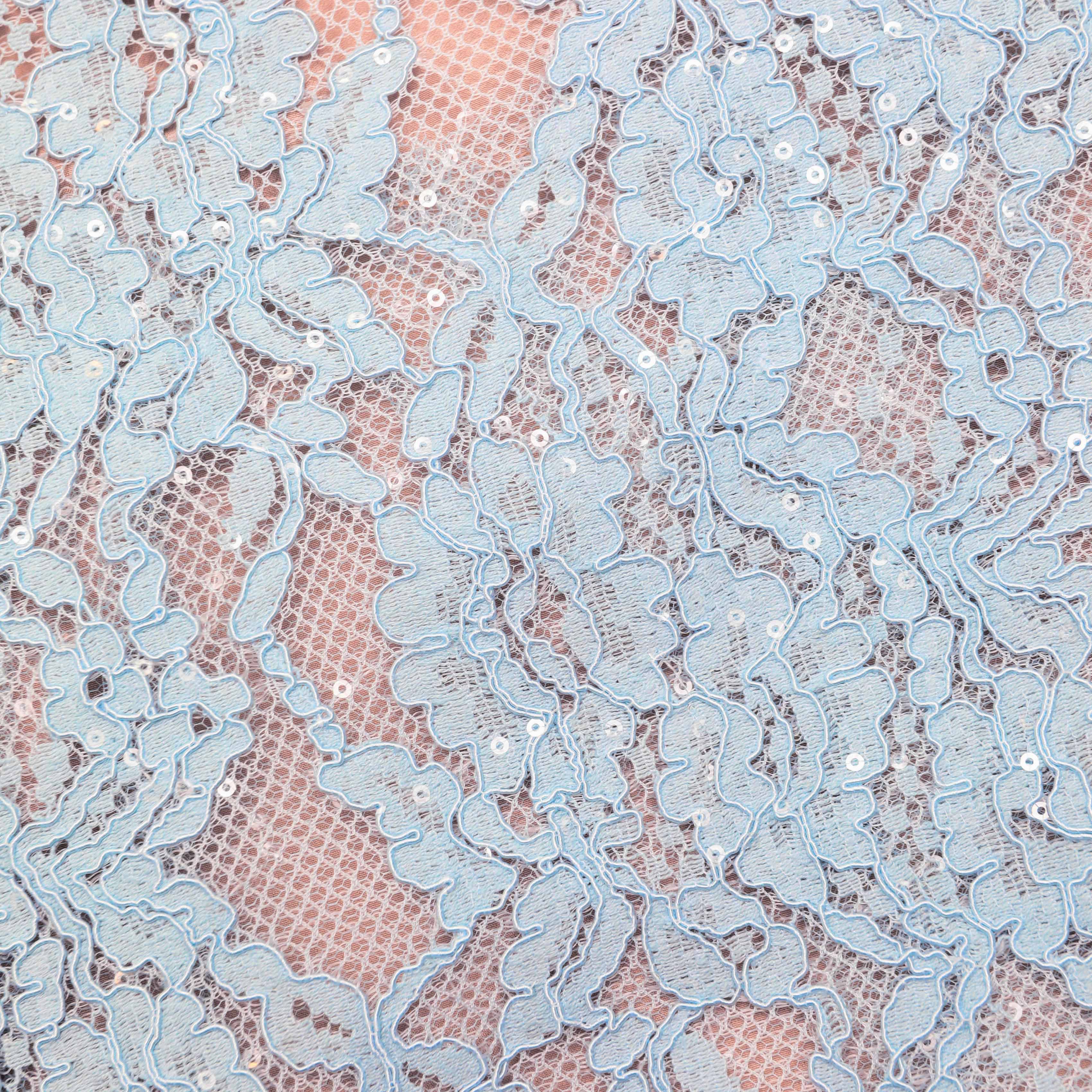 Blue Lace Flared Midi Skirt - Image 5