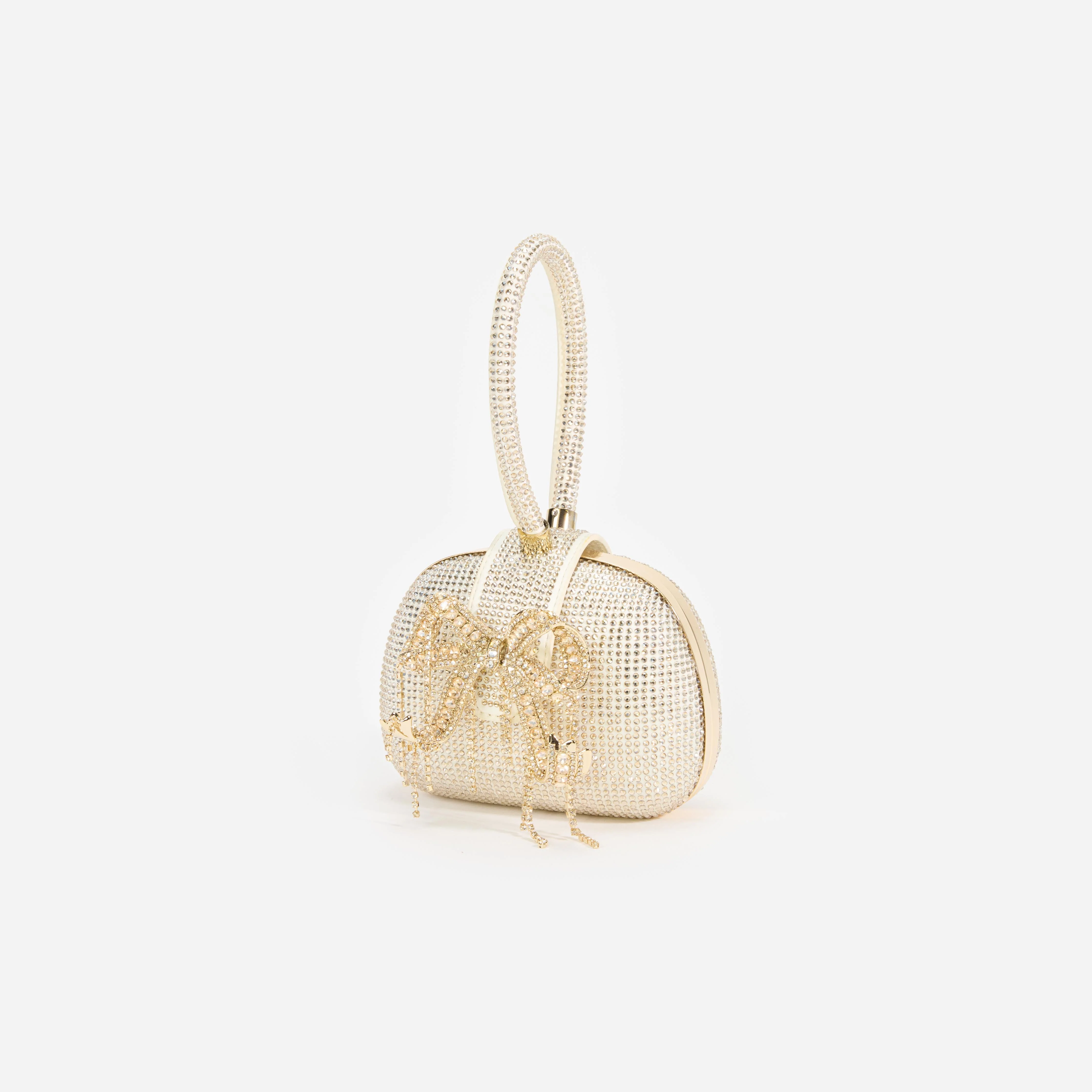 Champagne Rhinestone Top Handle Clutch Bag - Image 2