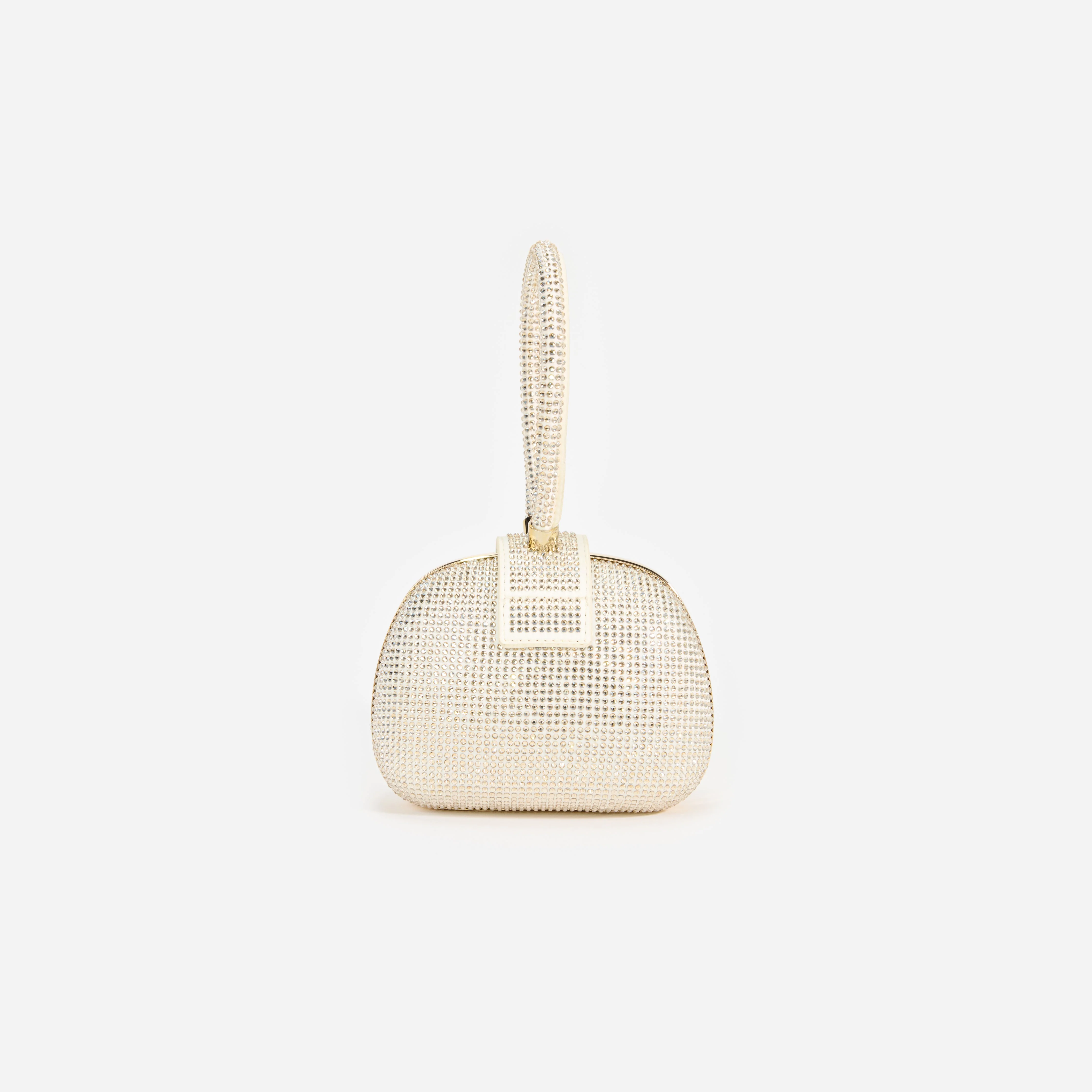 Champagne Rhinestone Top Handle Clutch Bag - Image 3