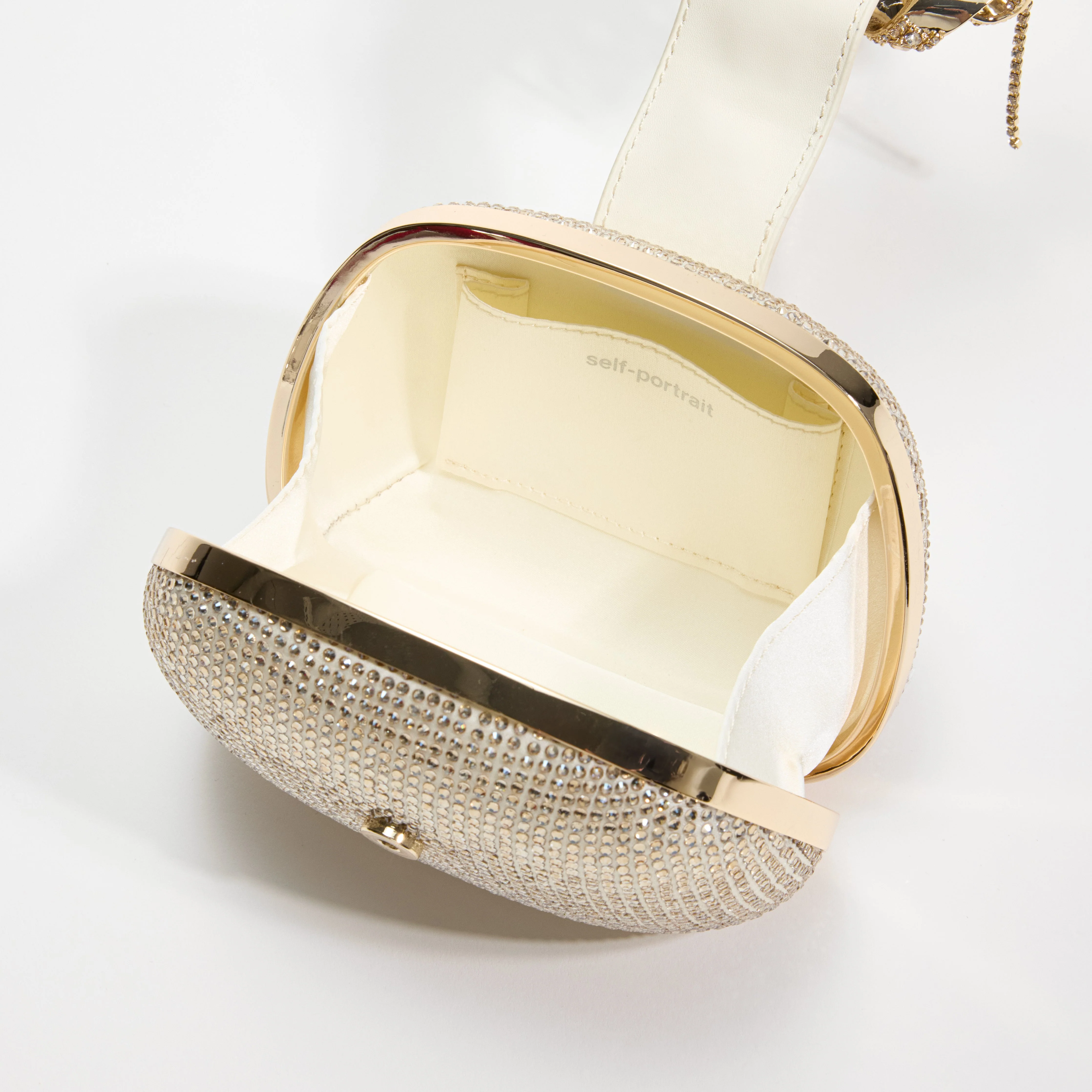 Champagne Rhinestone Top Handle Clutch Bag - Image 4
