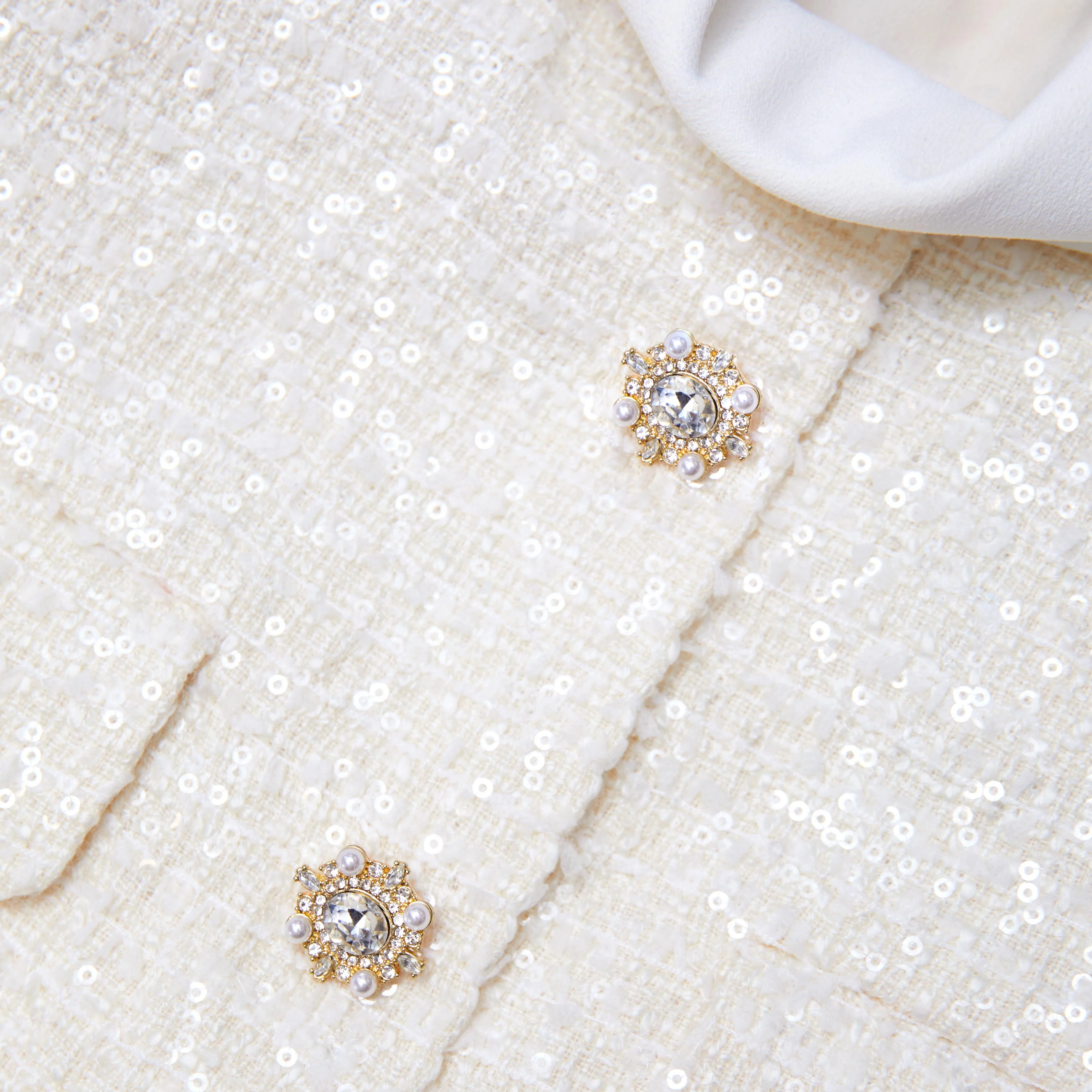 Cream Boucle Collared Mini Dress - Image 5