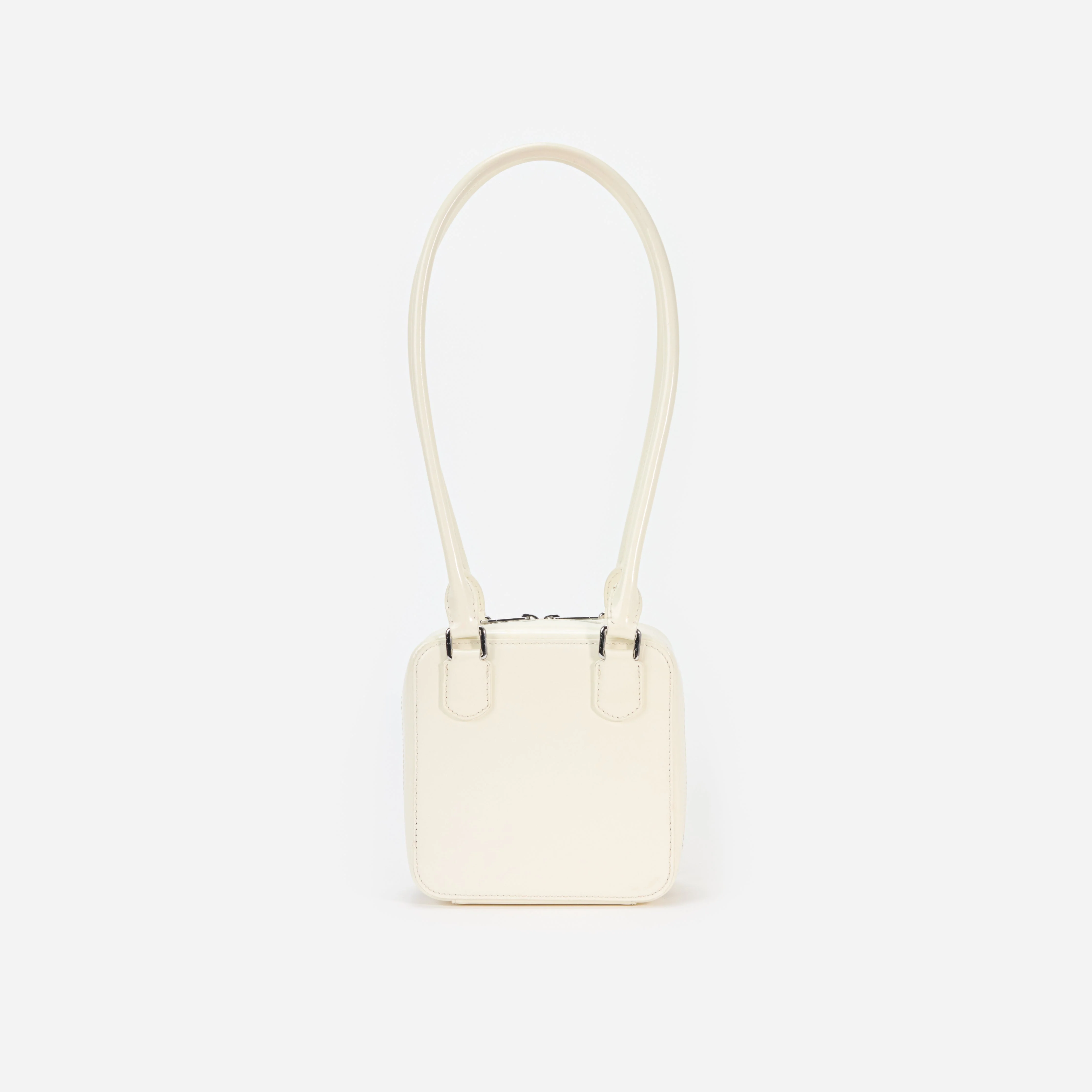Cream Leather Square Shoulder Bag - Image 3