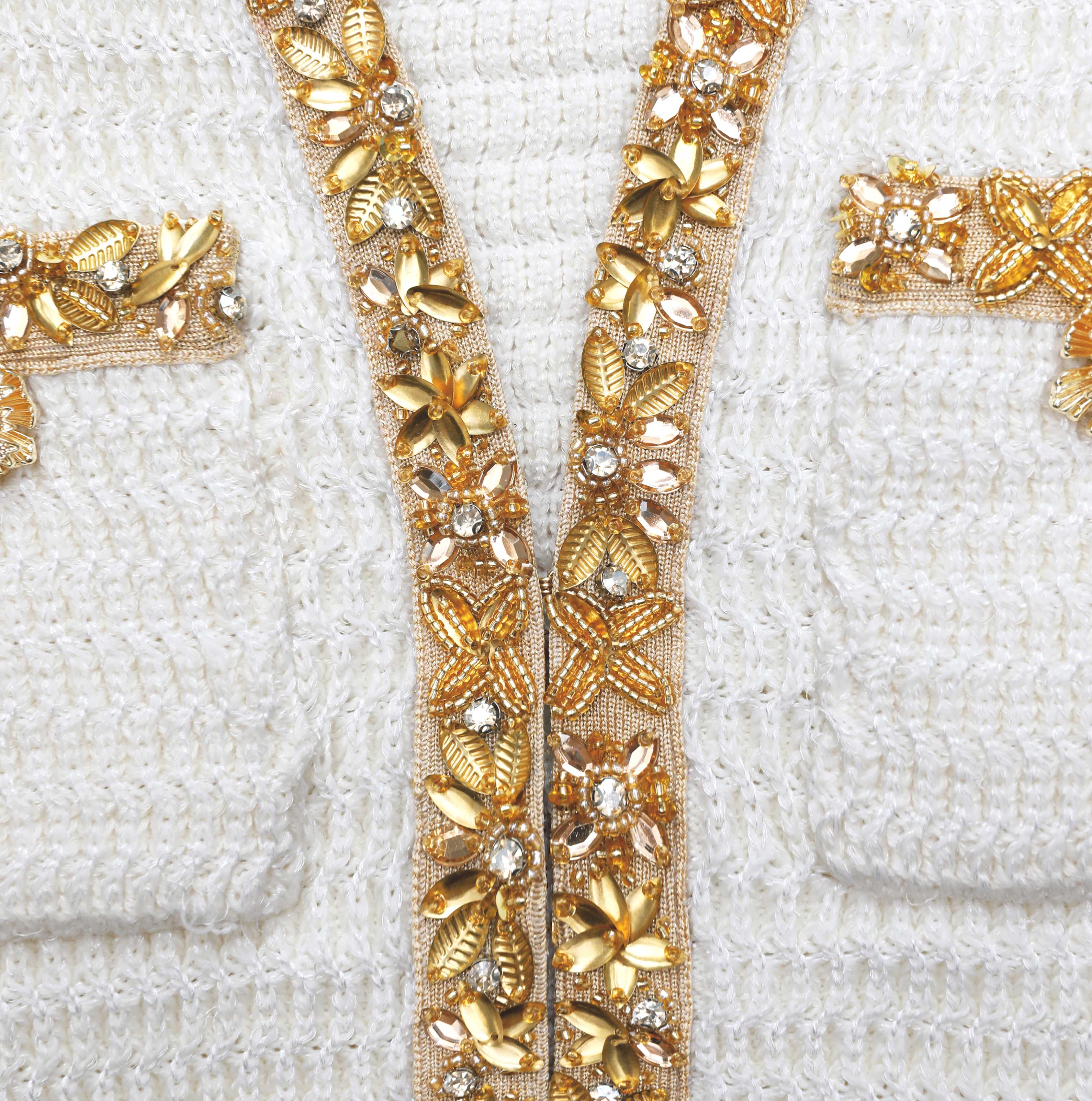 Cream Lurex Knit Mini Dress - Image 5