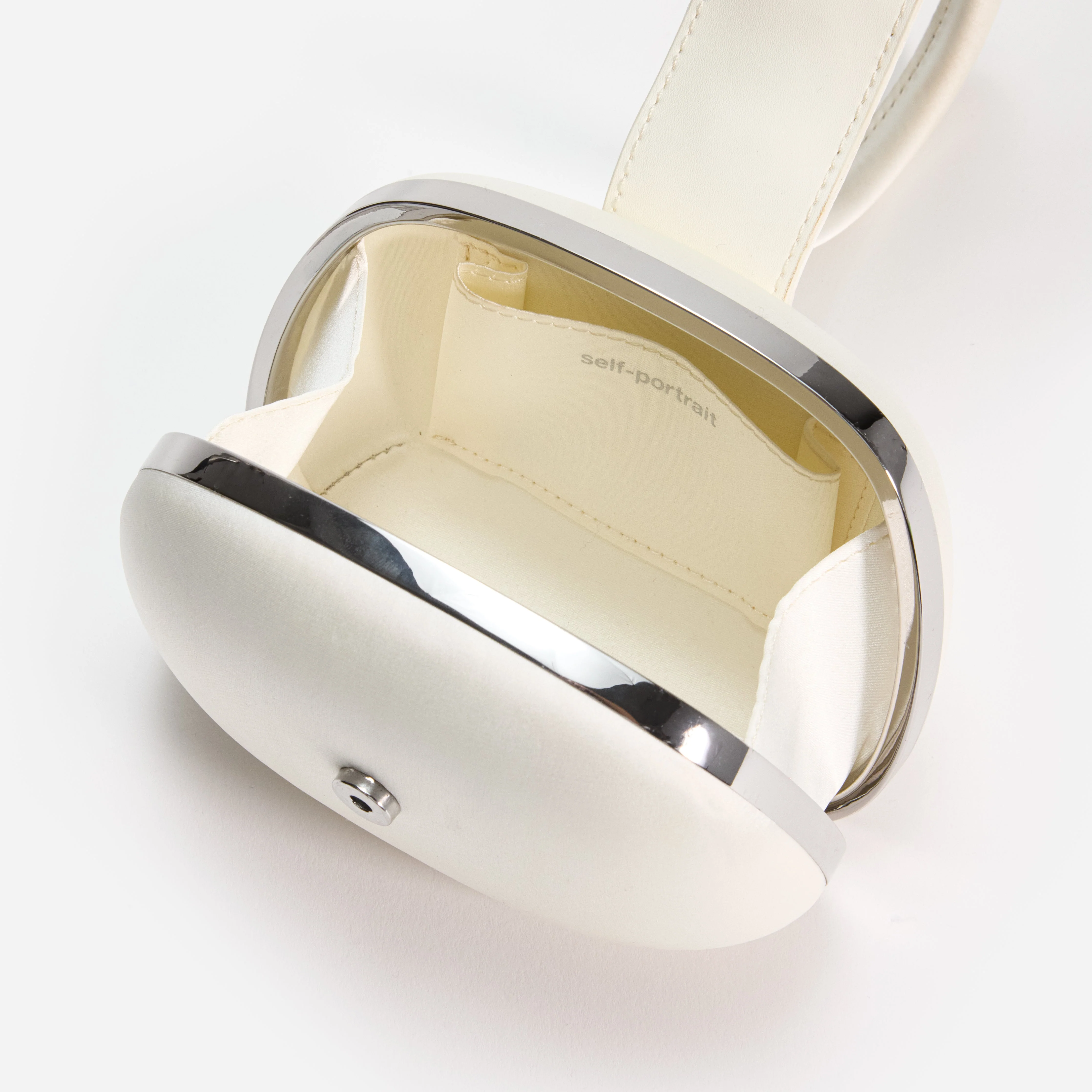 Cream Satin Top Handle Clutch Bag - Image 4