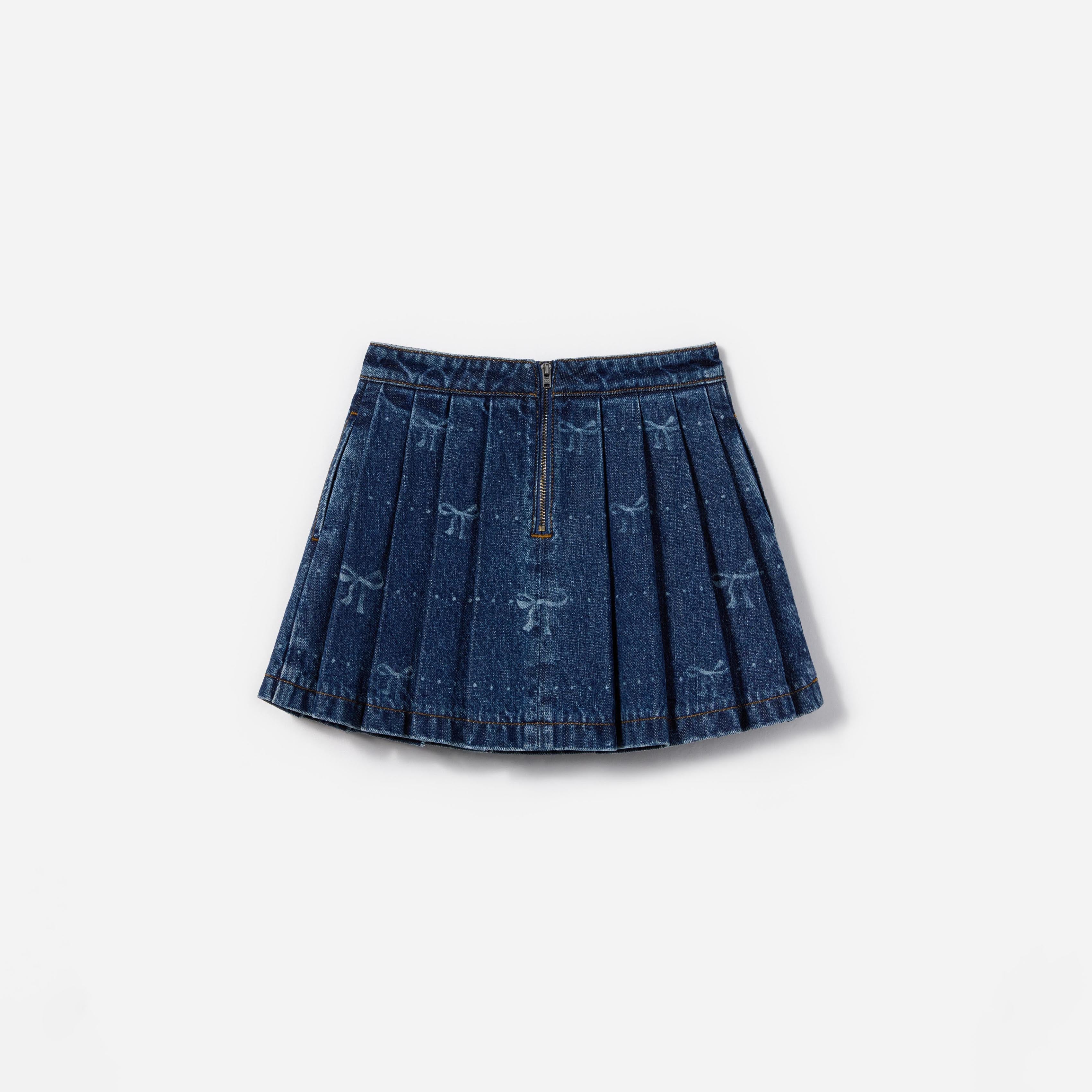 Denim Bow Print Skirt - Image 2