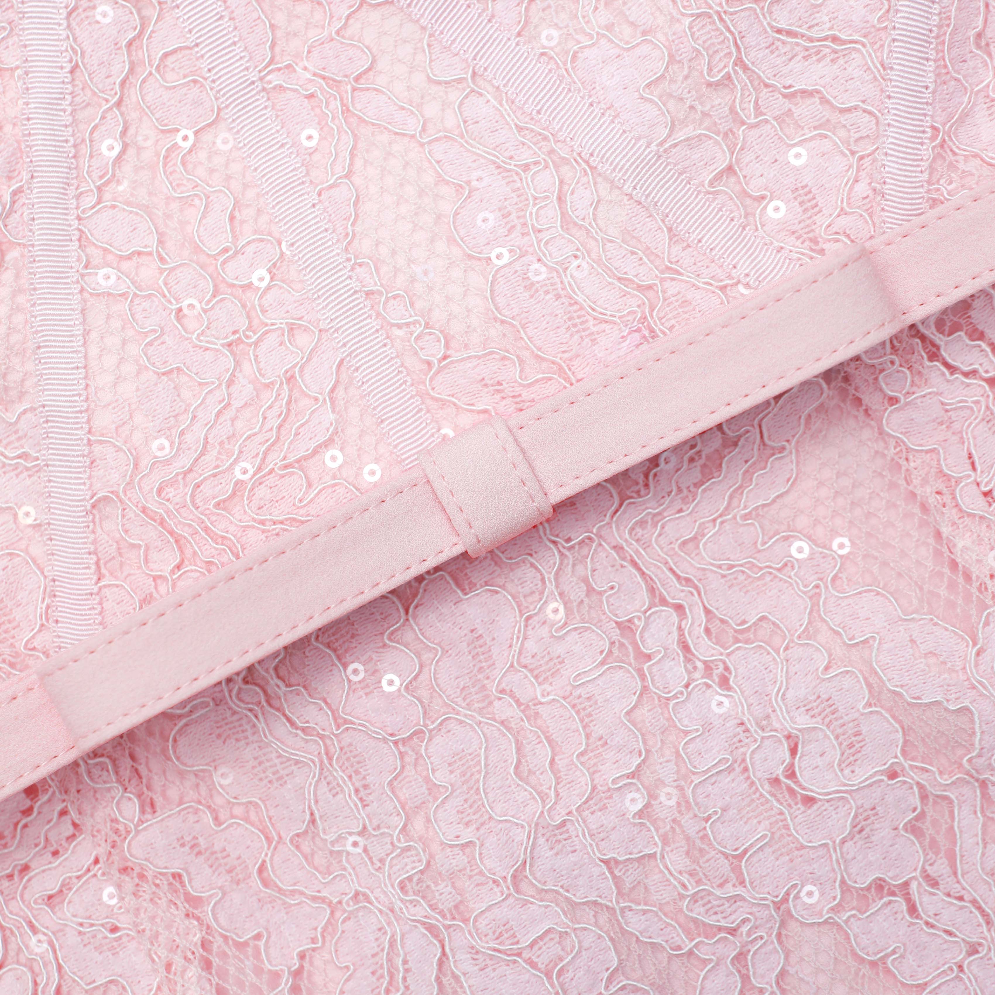 Pink Lace Bustier Midi Dress - Image 5