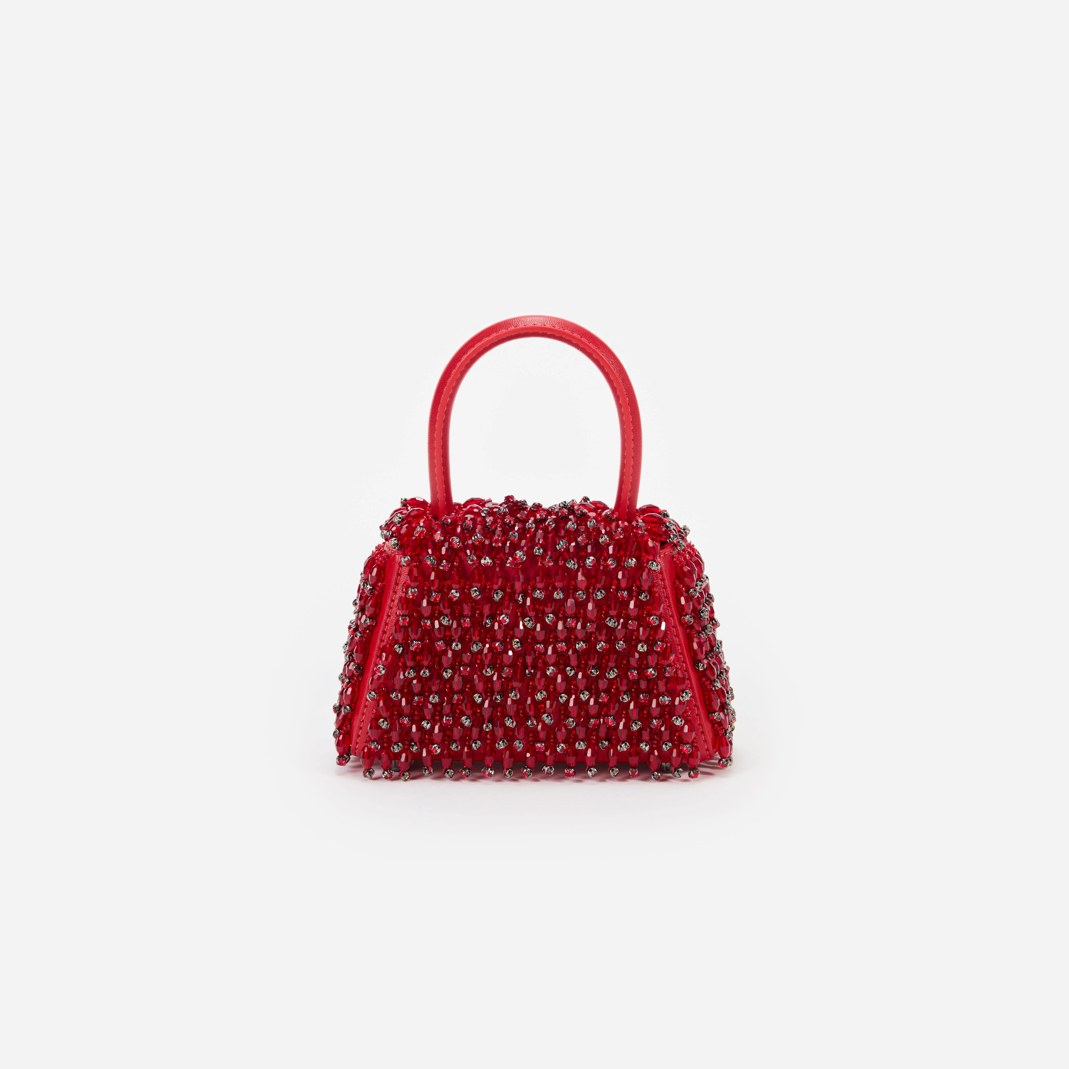 Red Embellished Micro Bow Bag - Image 3