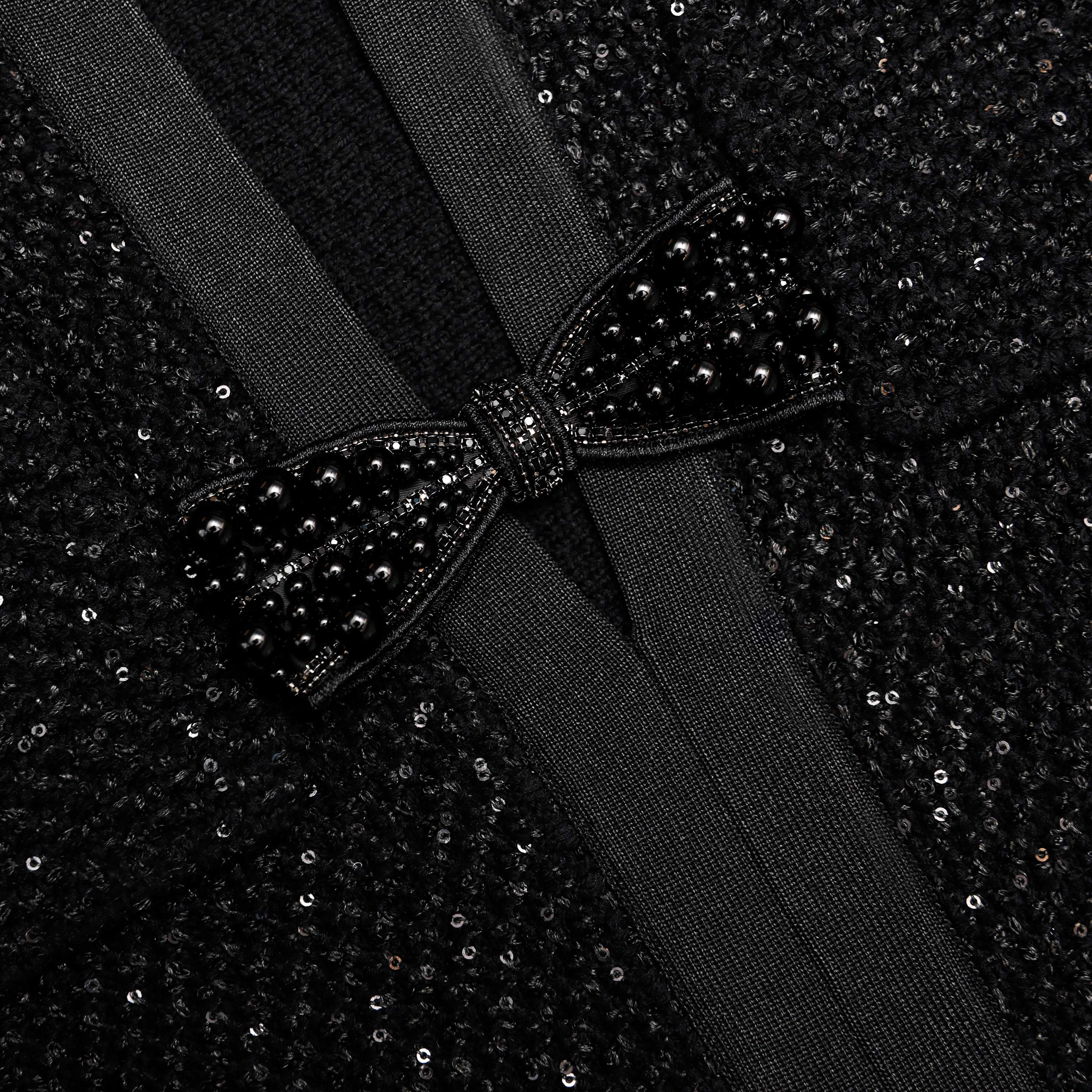 Black Sequin Knit Tailored Midi Dress - Image 5