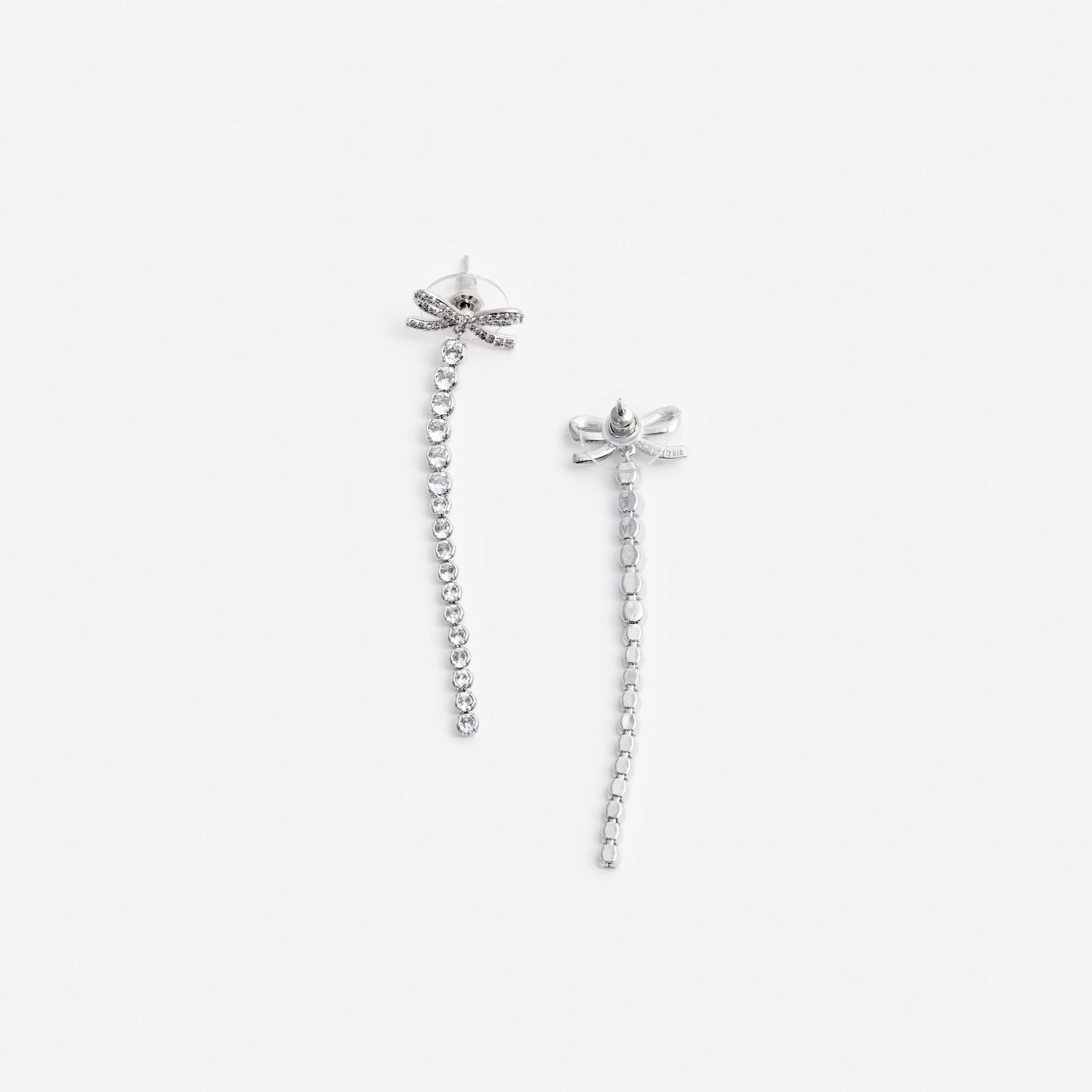 Crystal Bow Droplet Earrings - Image 3