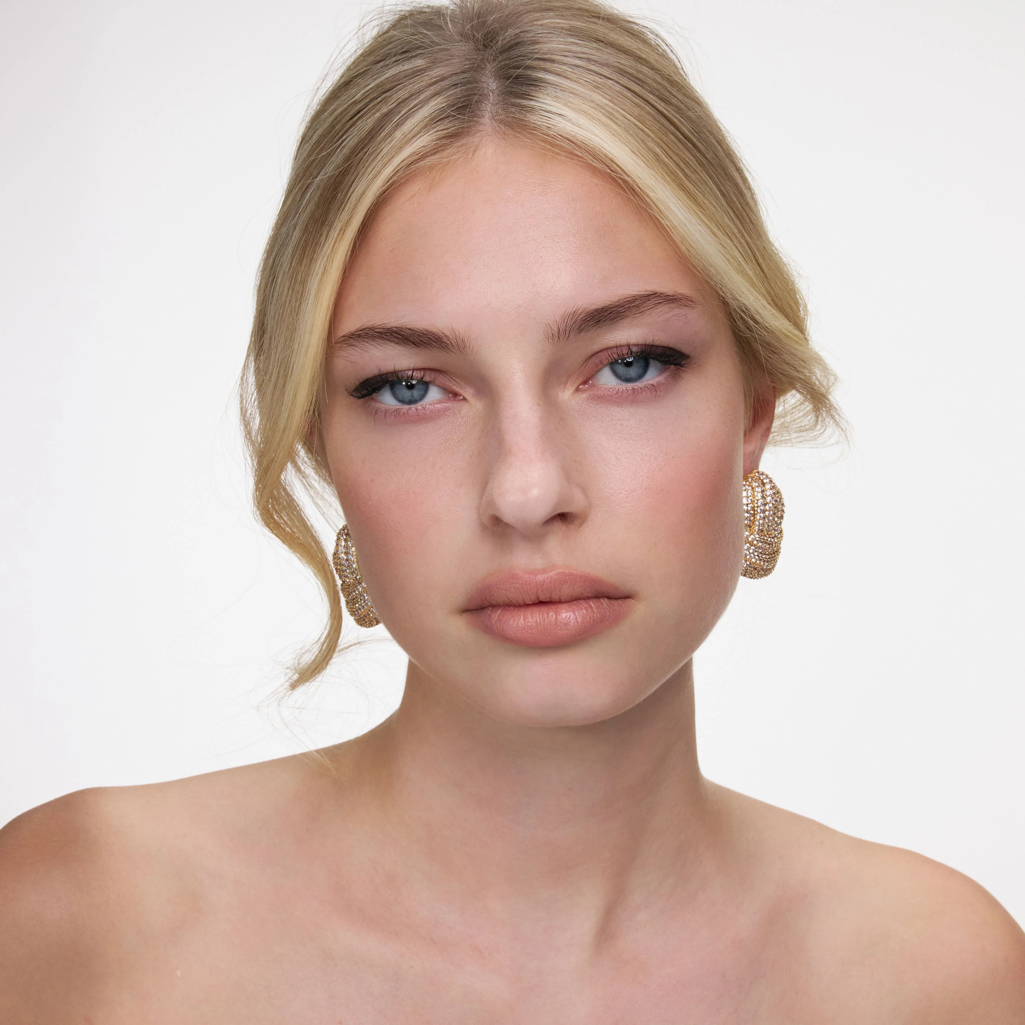 Gold Crystal Knot Earrings - Image 2