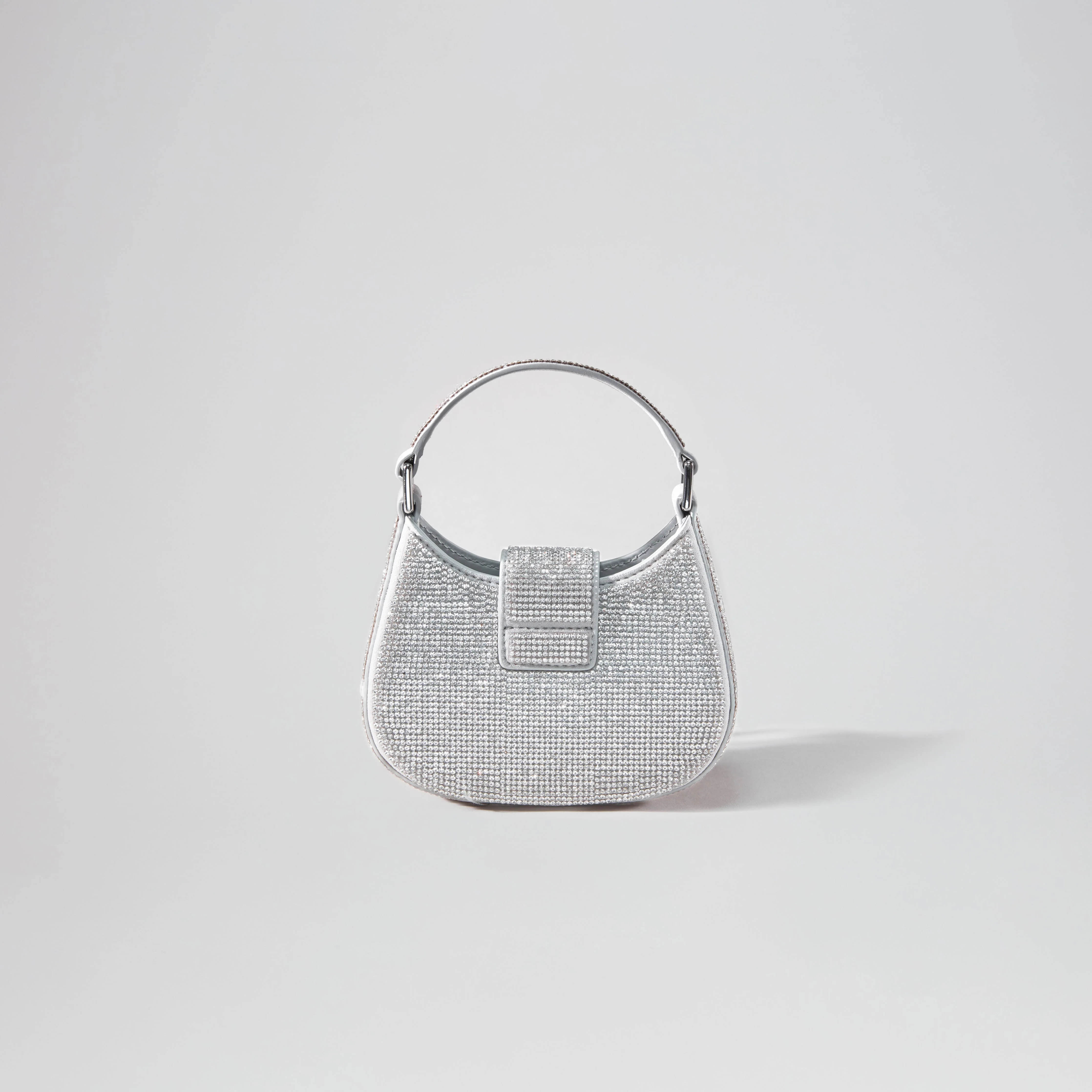 Silver Rhinestone Crescent Bow Micro Bag - Image 3