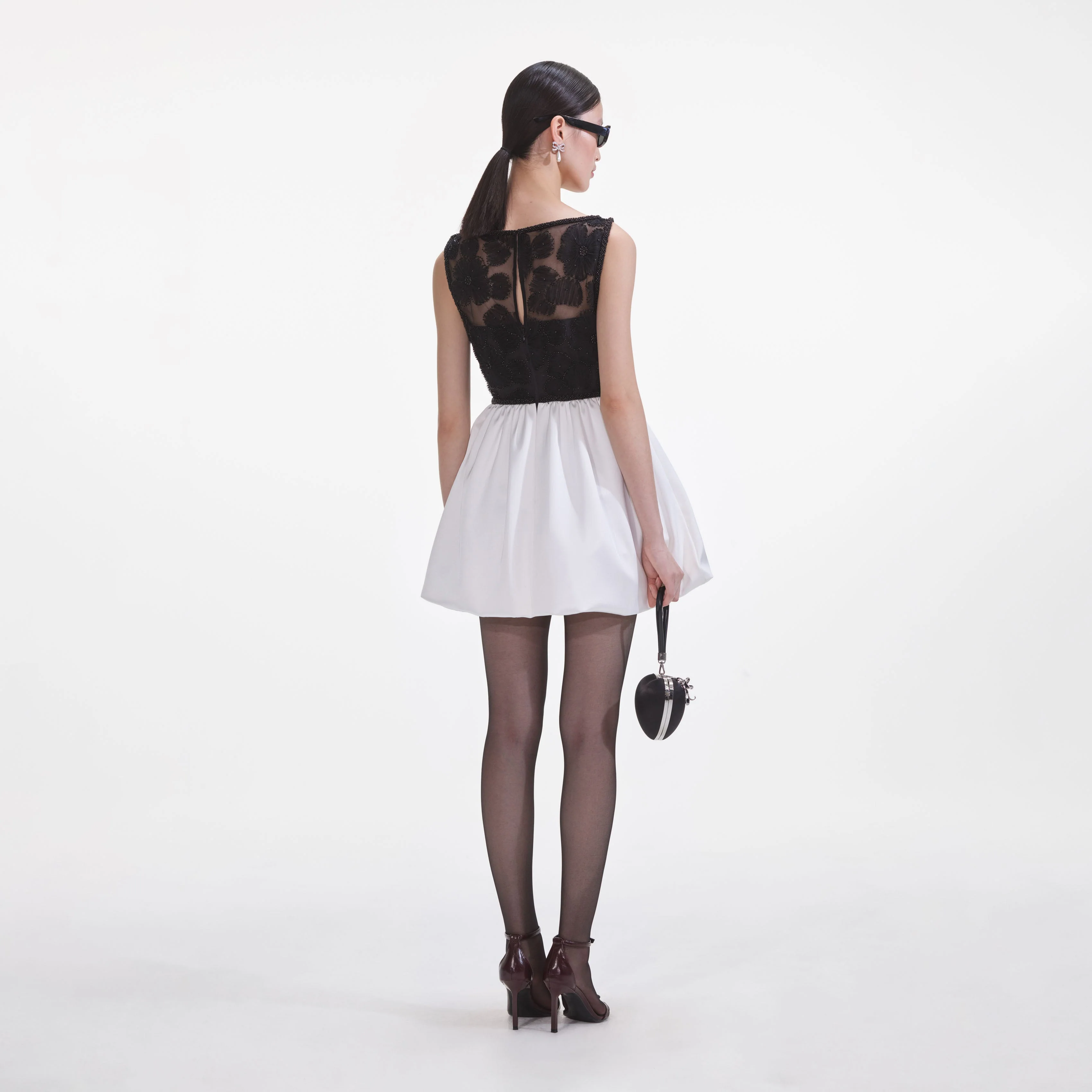 Black And White Tulle Mini Dress - Image 3