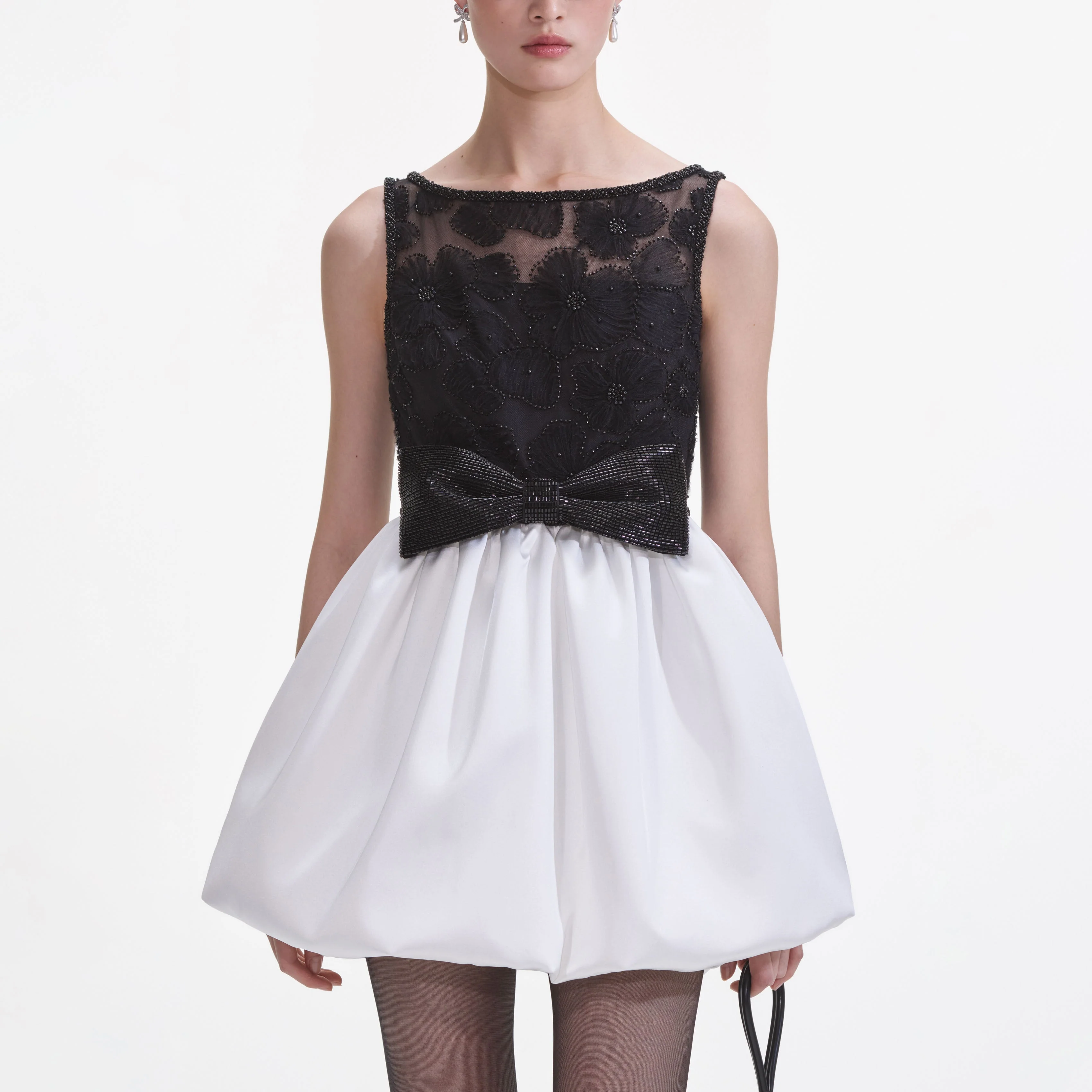 Black And White Tulle Mini Dress - Image 4