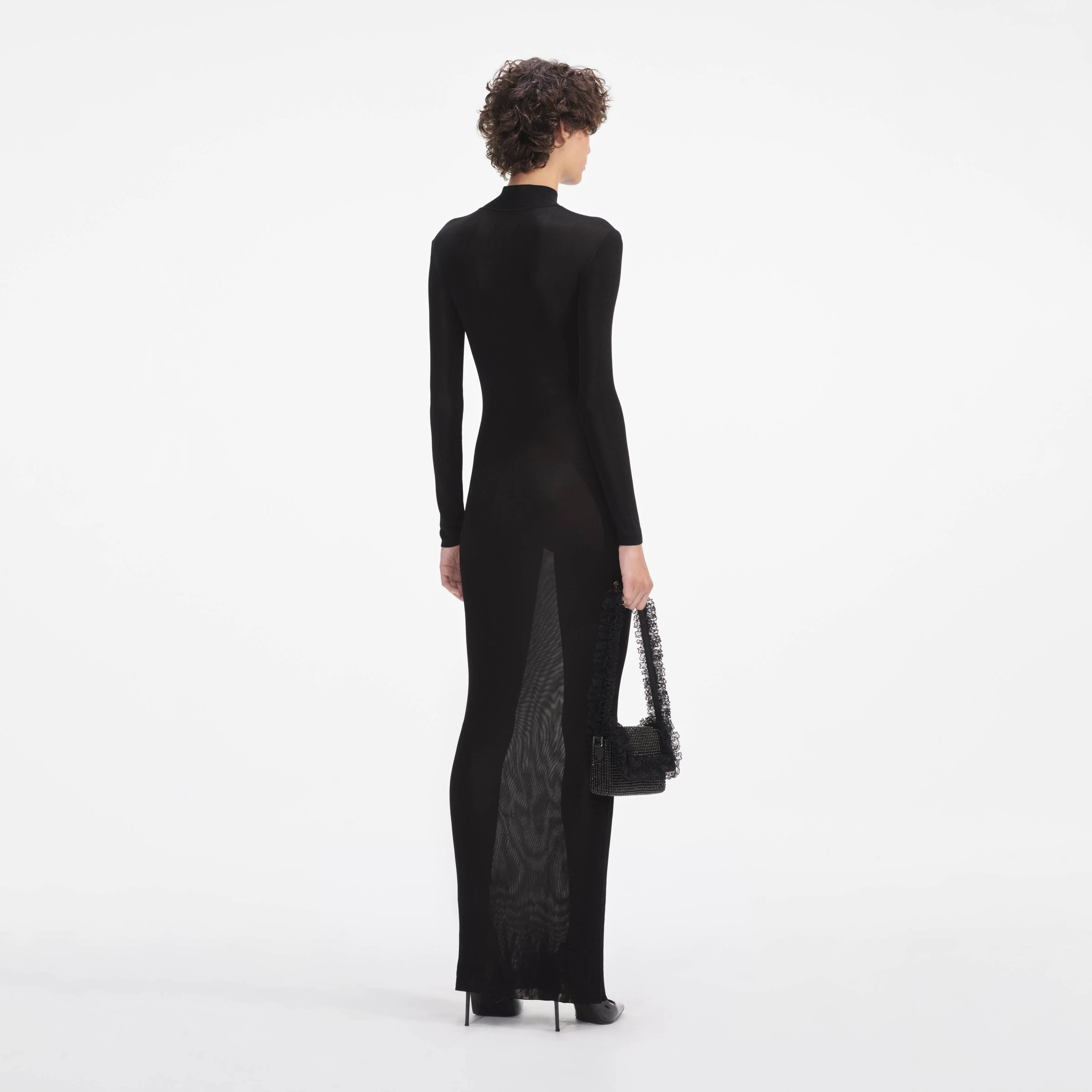 Black Knit Cut Out Maxi Dress - Image 3
