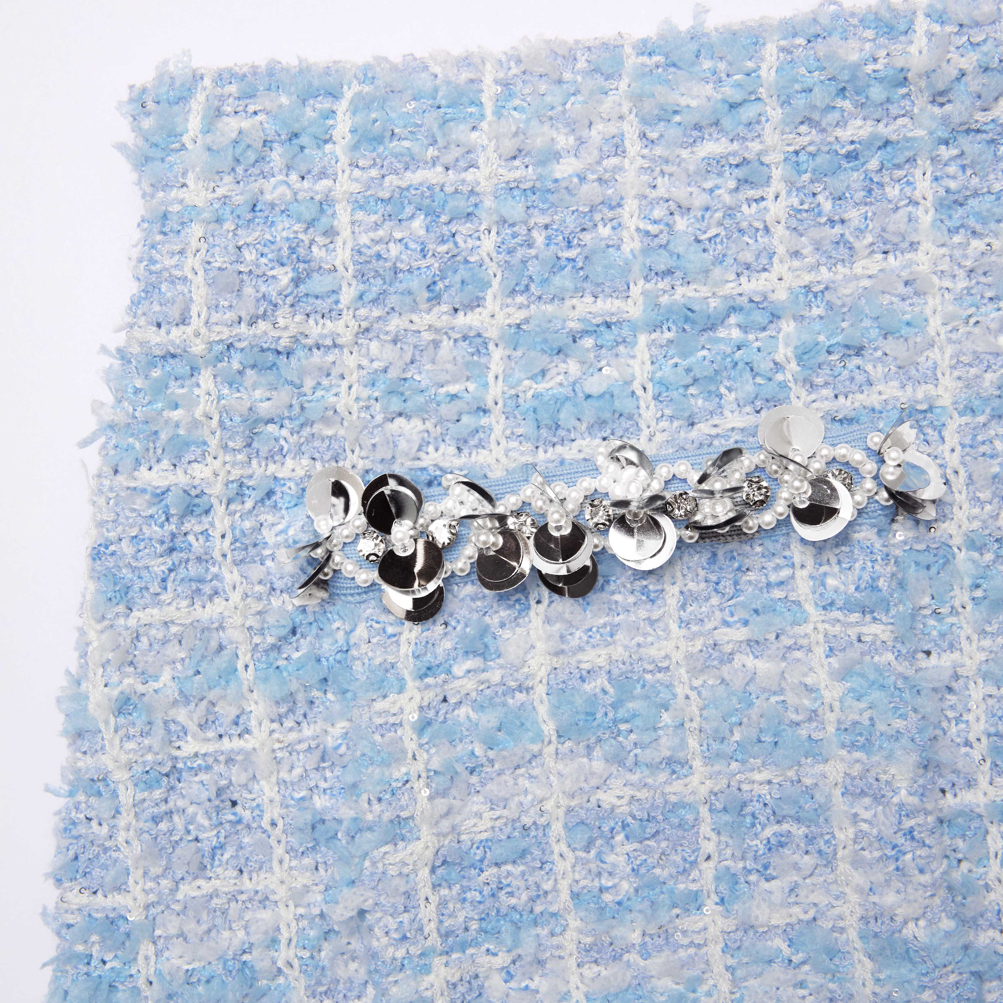 Blue Check Knit Mini Skirt - Image 6