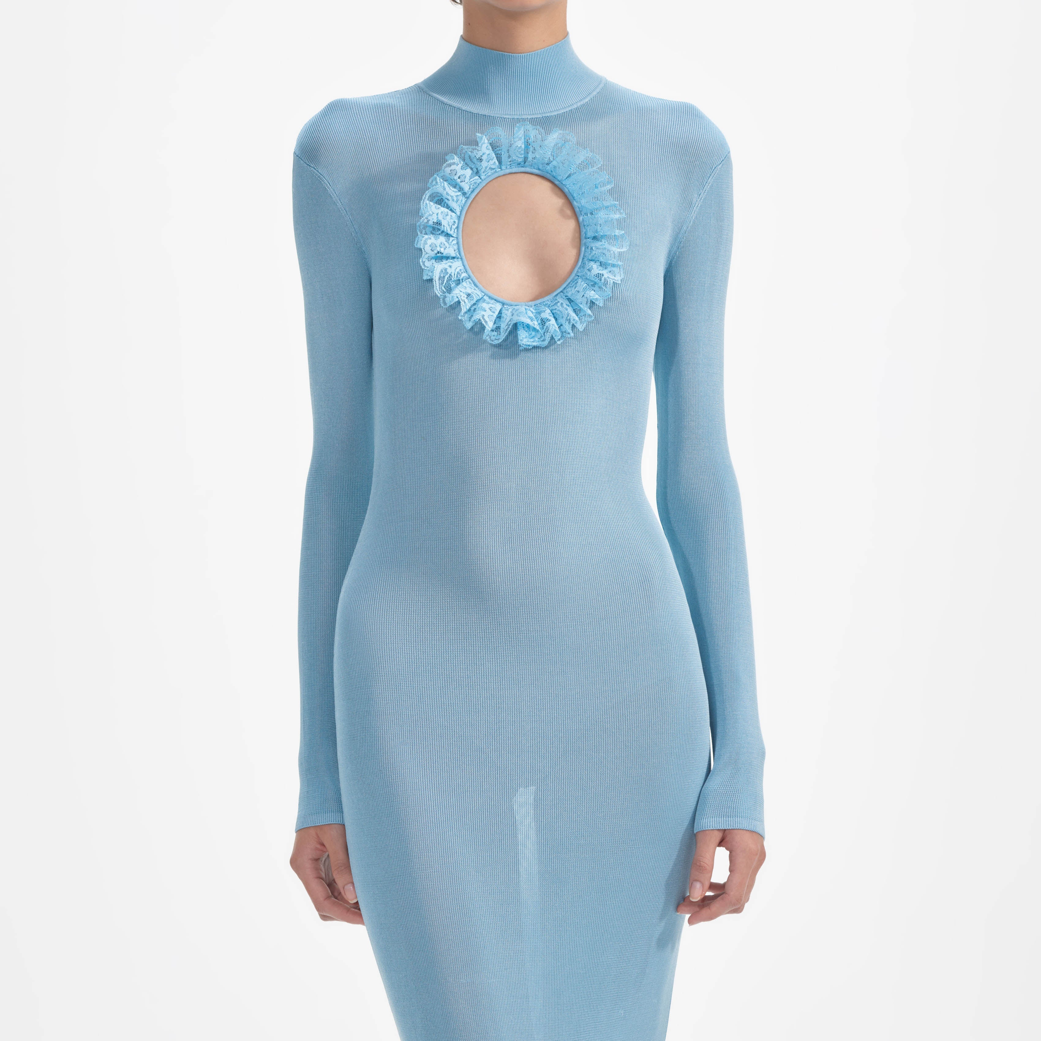 Blue Knit Cut Out Maxi Dress - Image 4