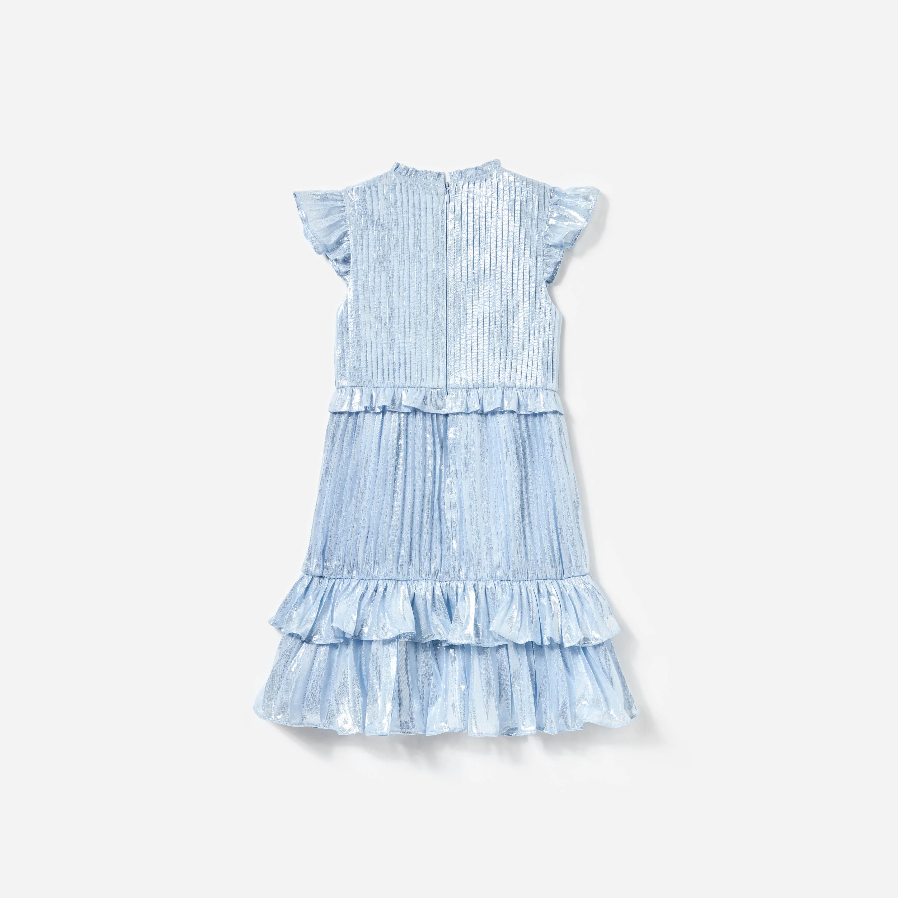 Blue Metallic Ruffle Dress - Image 2