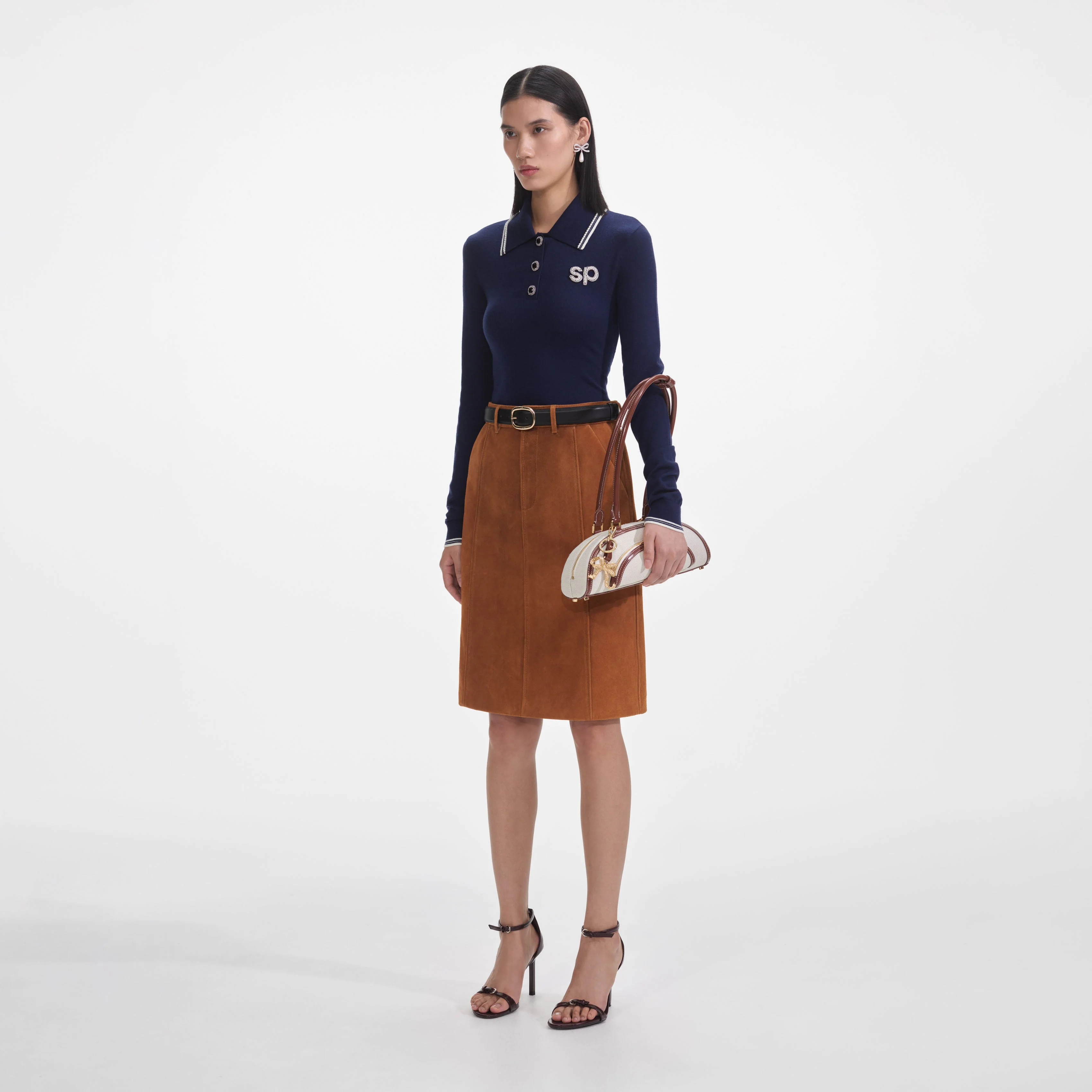 Brown Suede Midi Skirt - Image 2