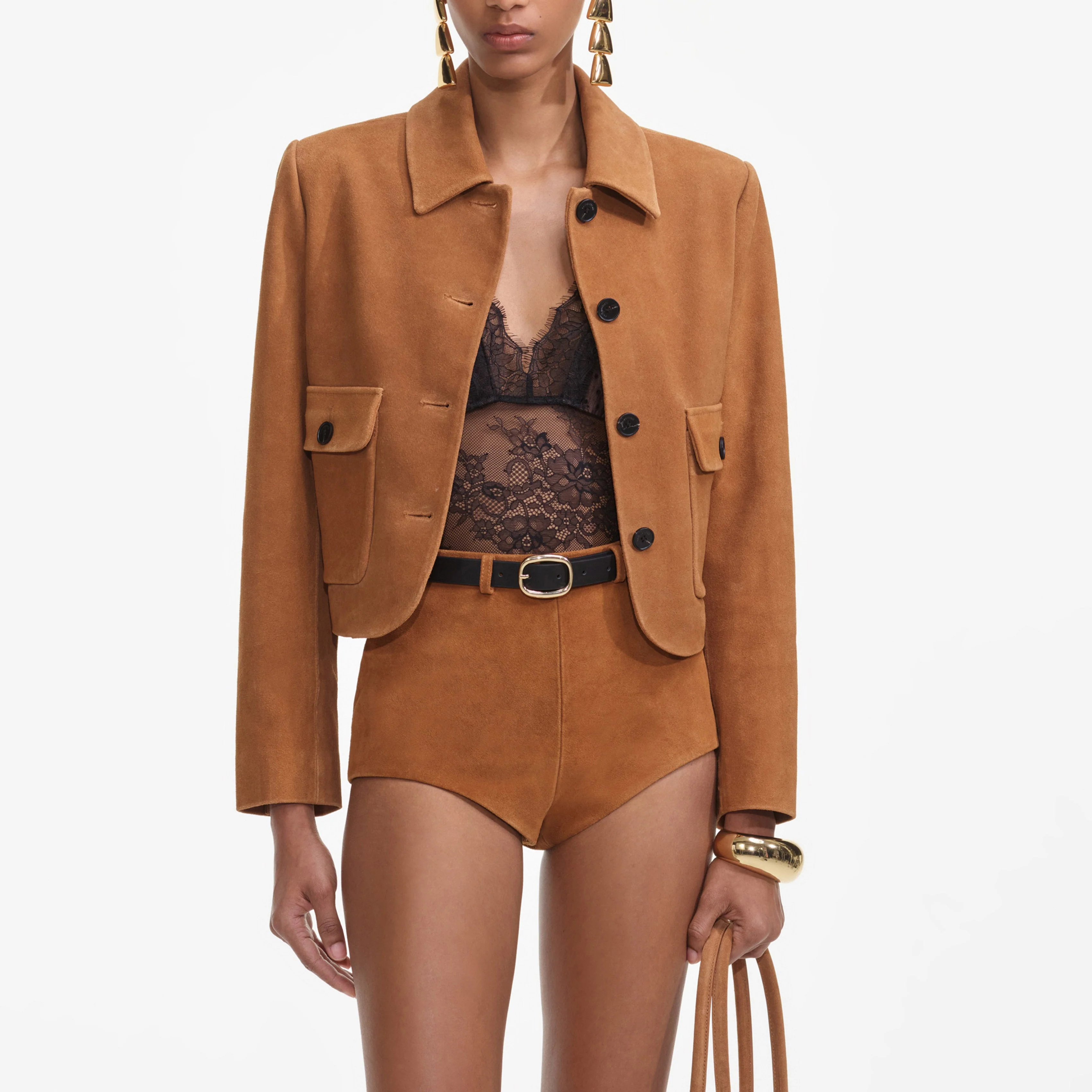 Brown Suede Shorts - Image 4