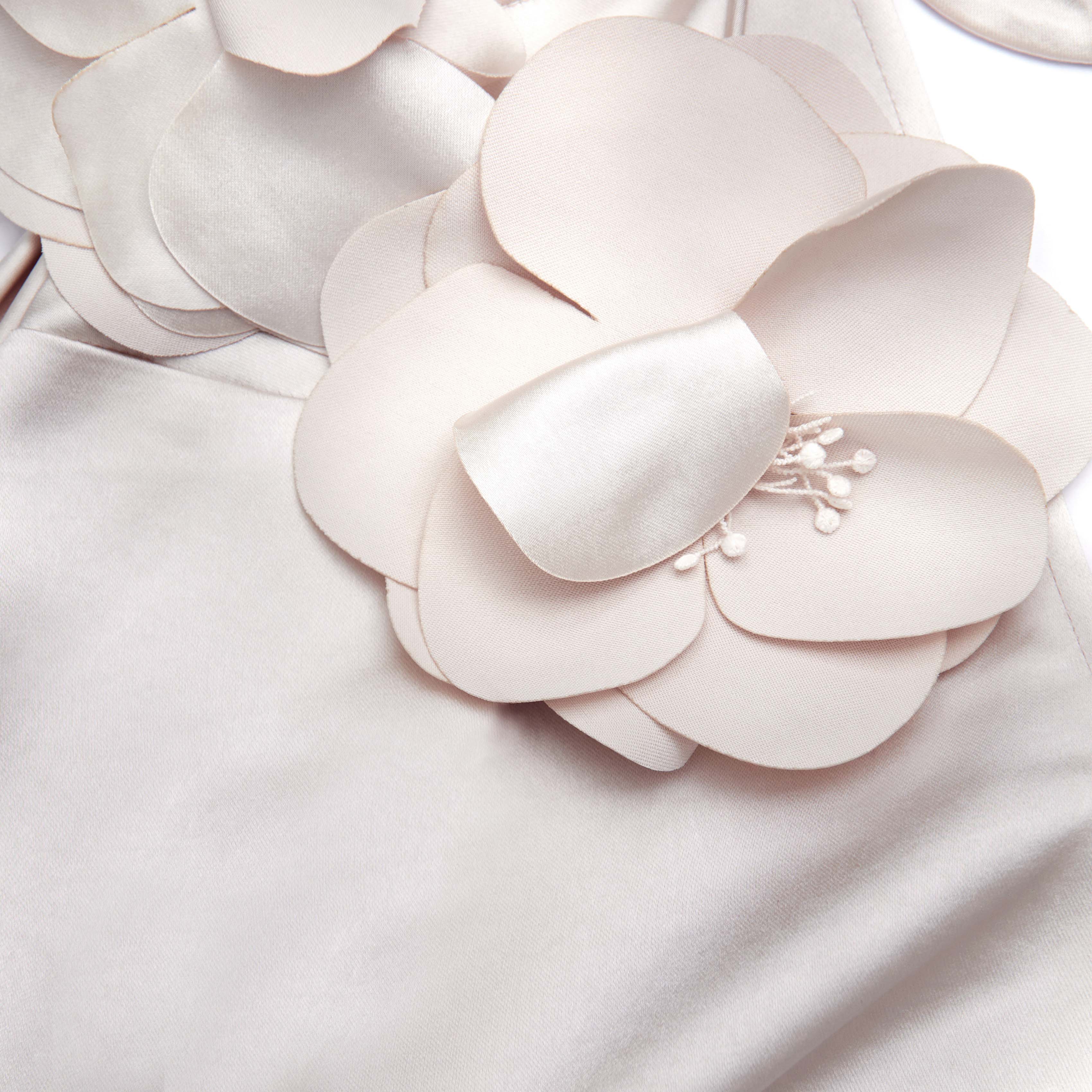 Champagne Flower Satin Maxi Dress - Image 5