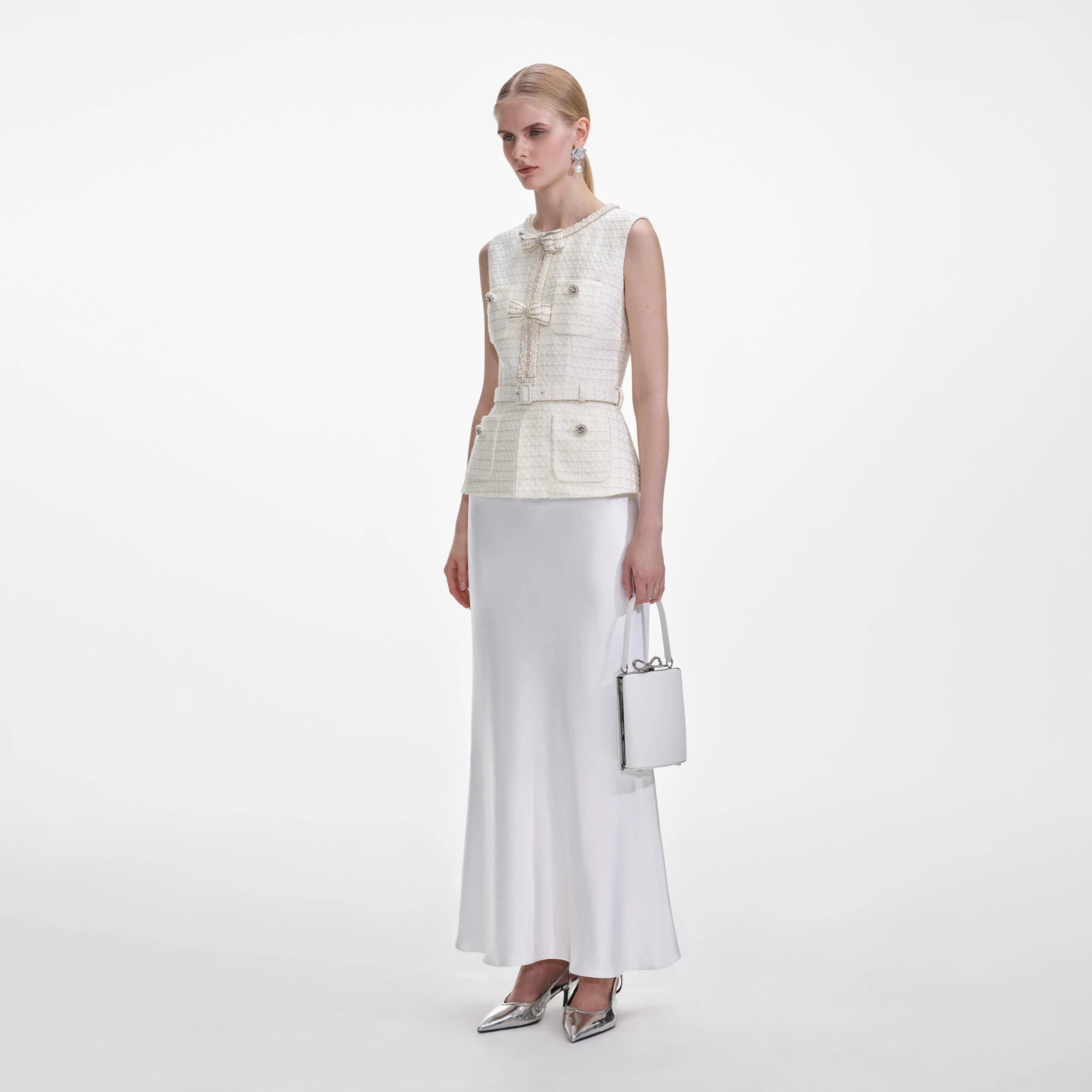 Cream Boucle Midi Dress - Image 2