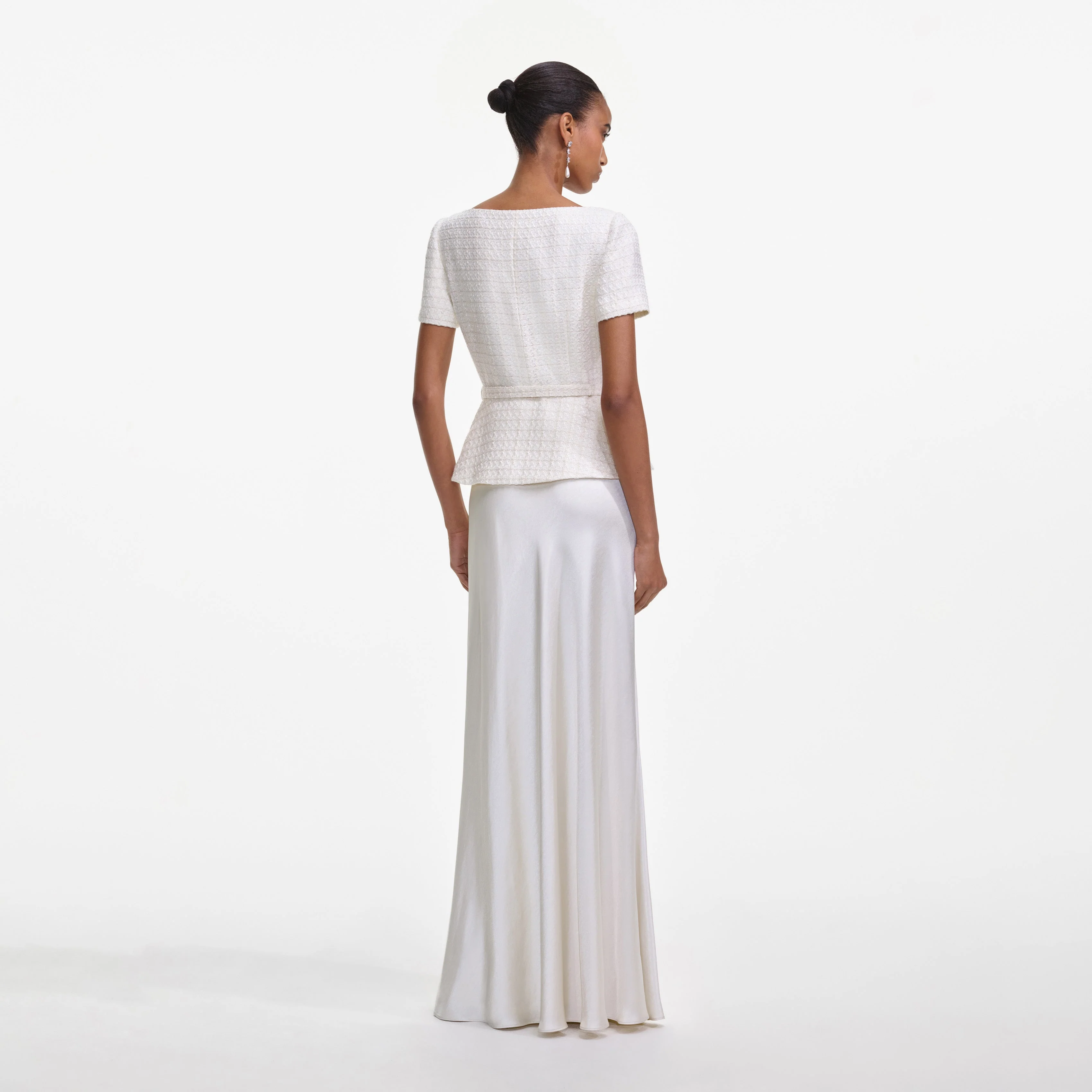 Cream Boucle Tailored Maxi Dress - Image 3