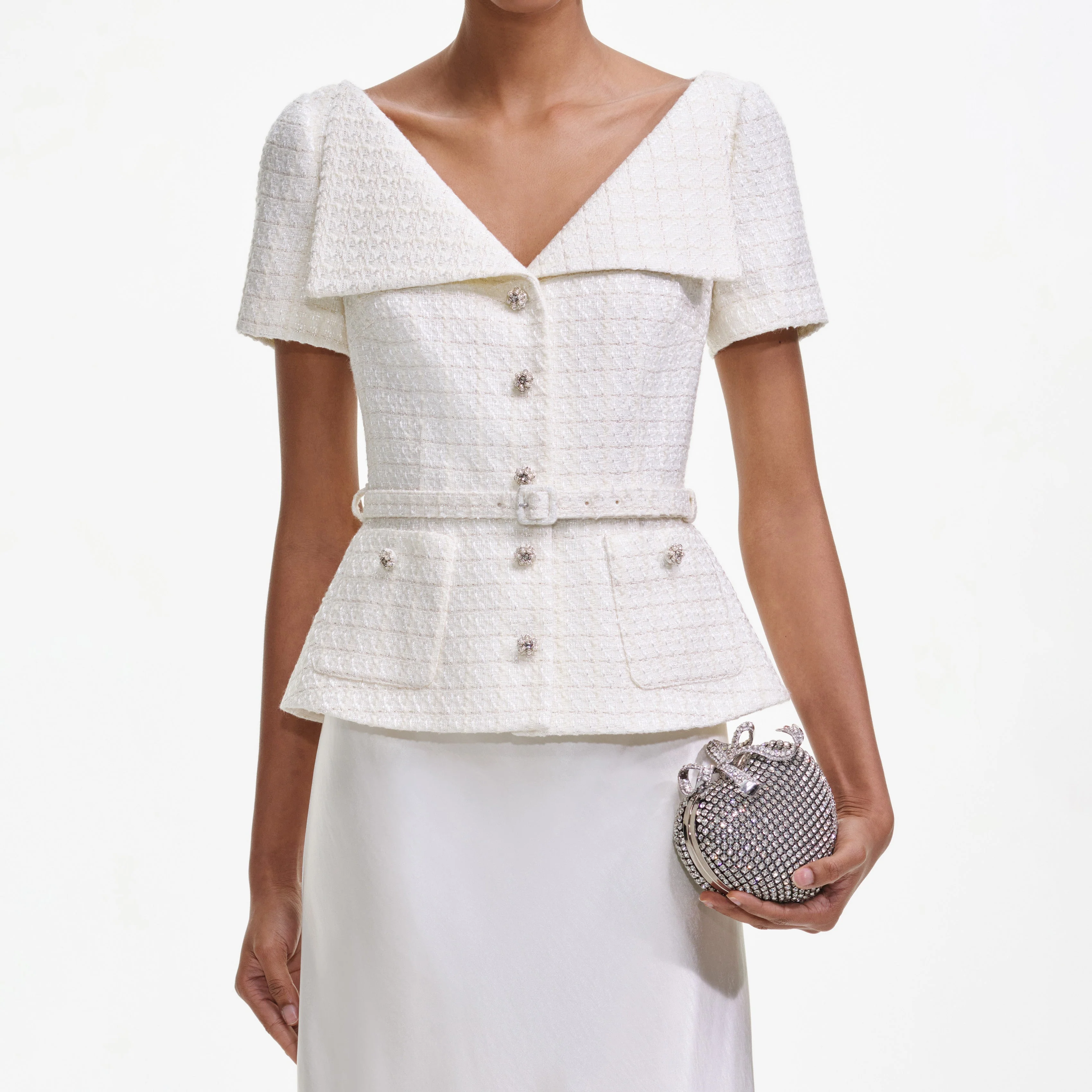 Cream Boucle Tailored Maxi Dress - Image 4