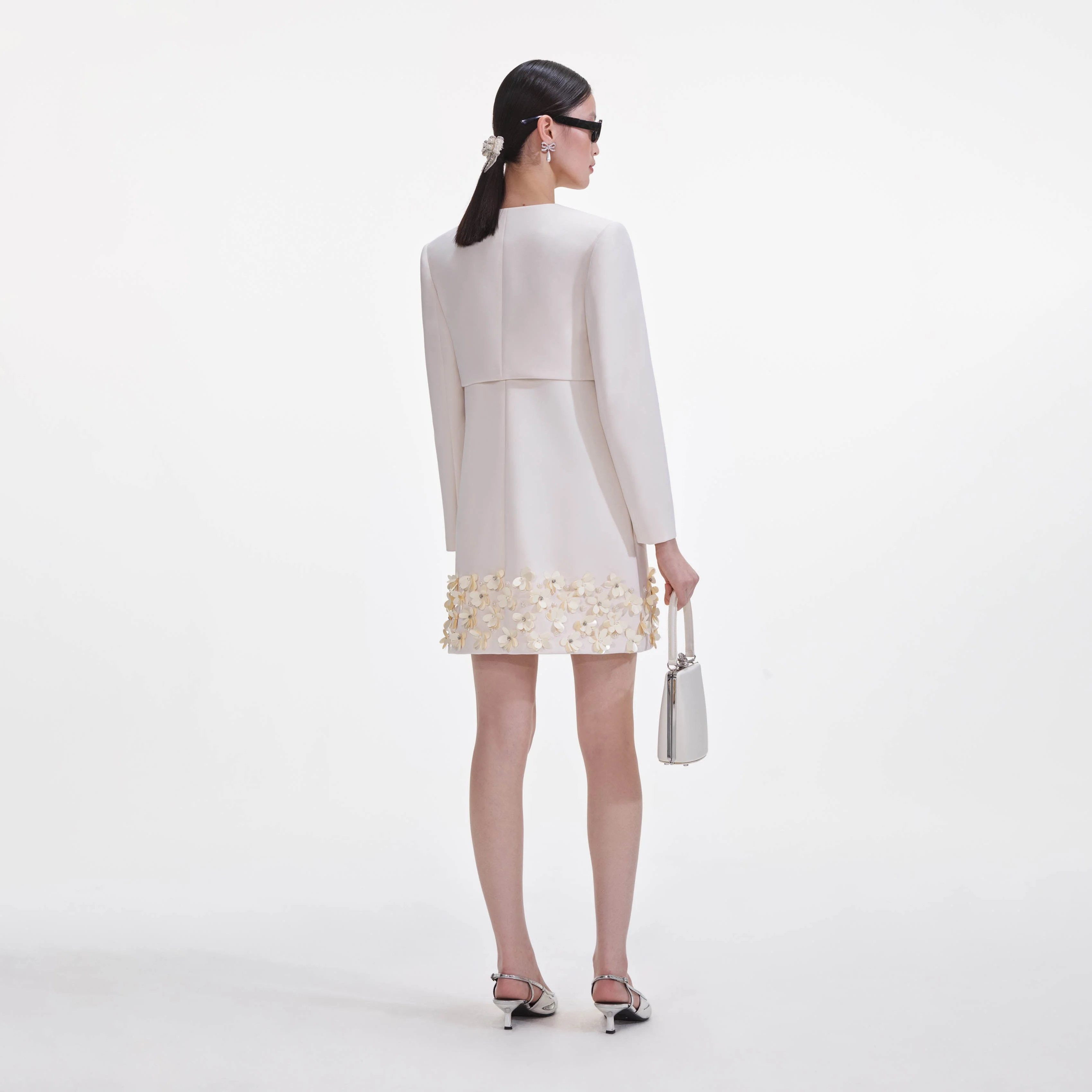 Cream Crepe 3D Sequin Jacket - Image 3