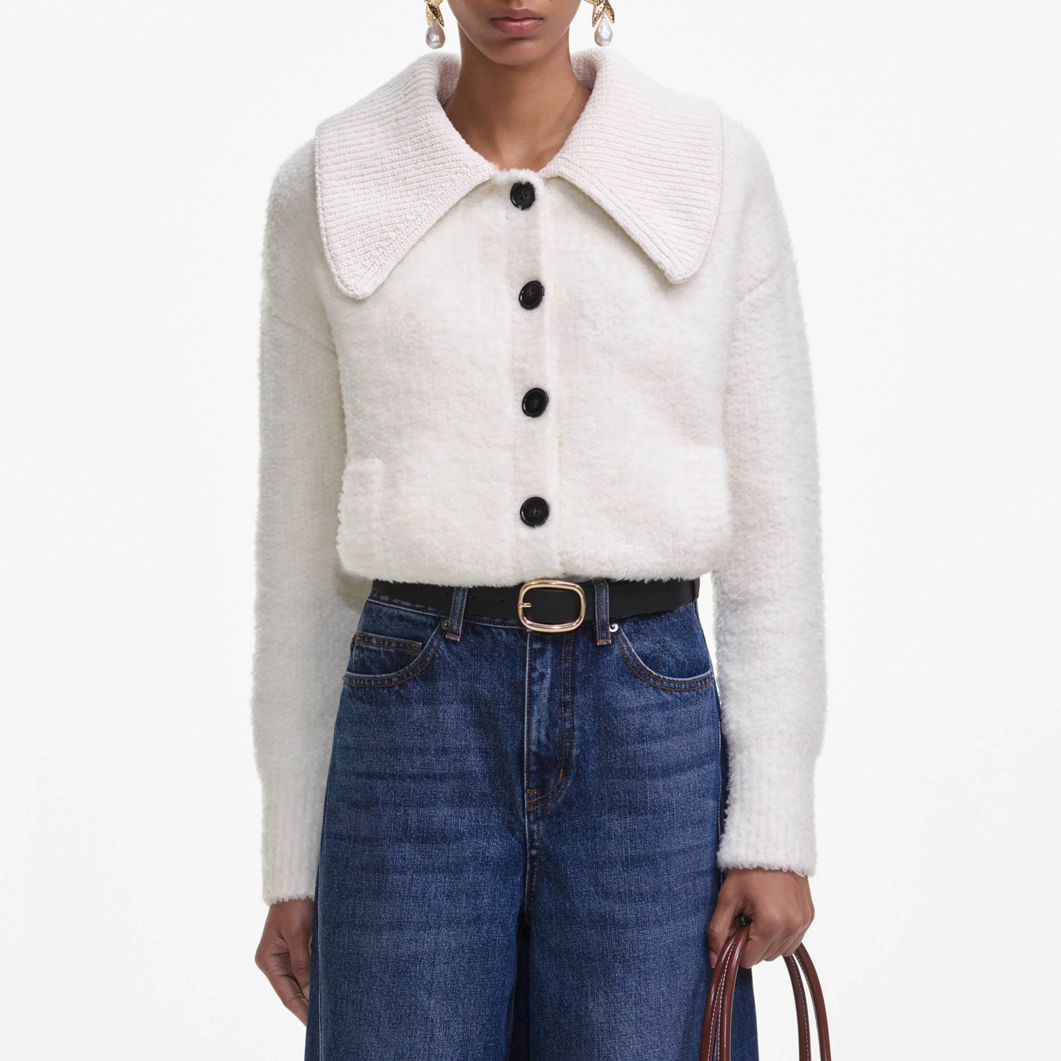 Cream Fluffy Knit Cardigan - Image 4