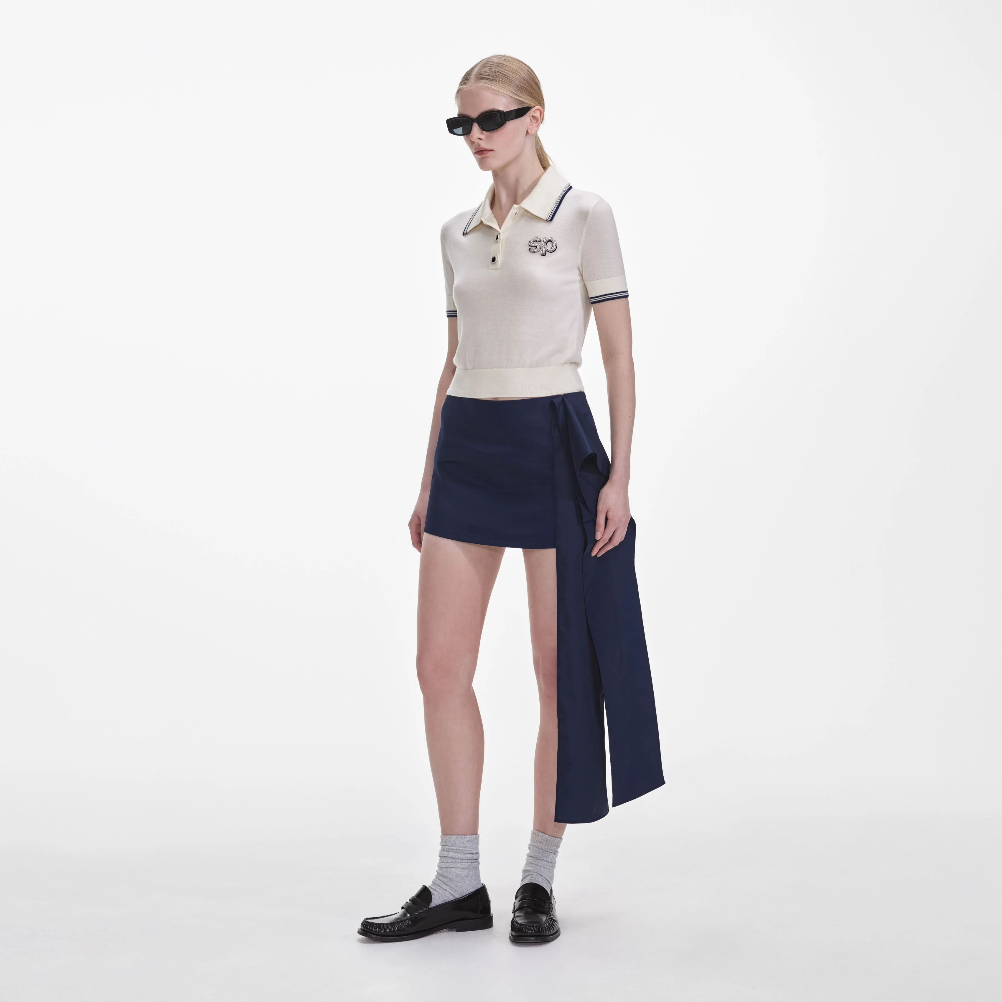 Cream Knit SP Polo Top - Image 2