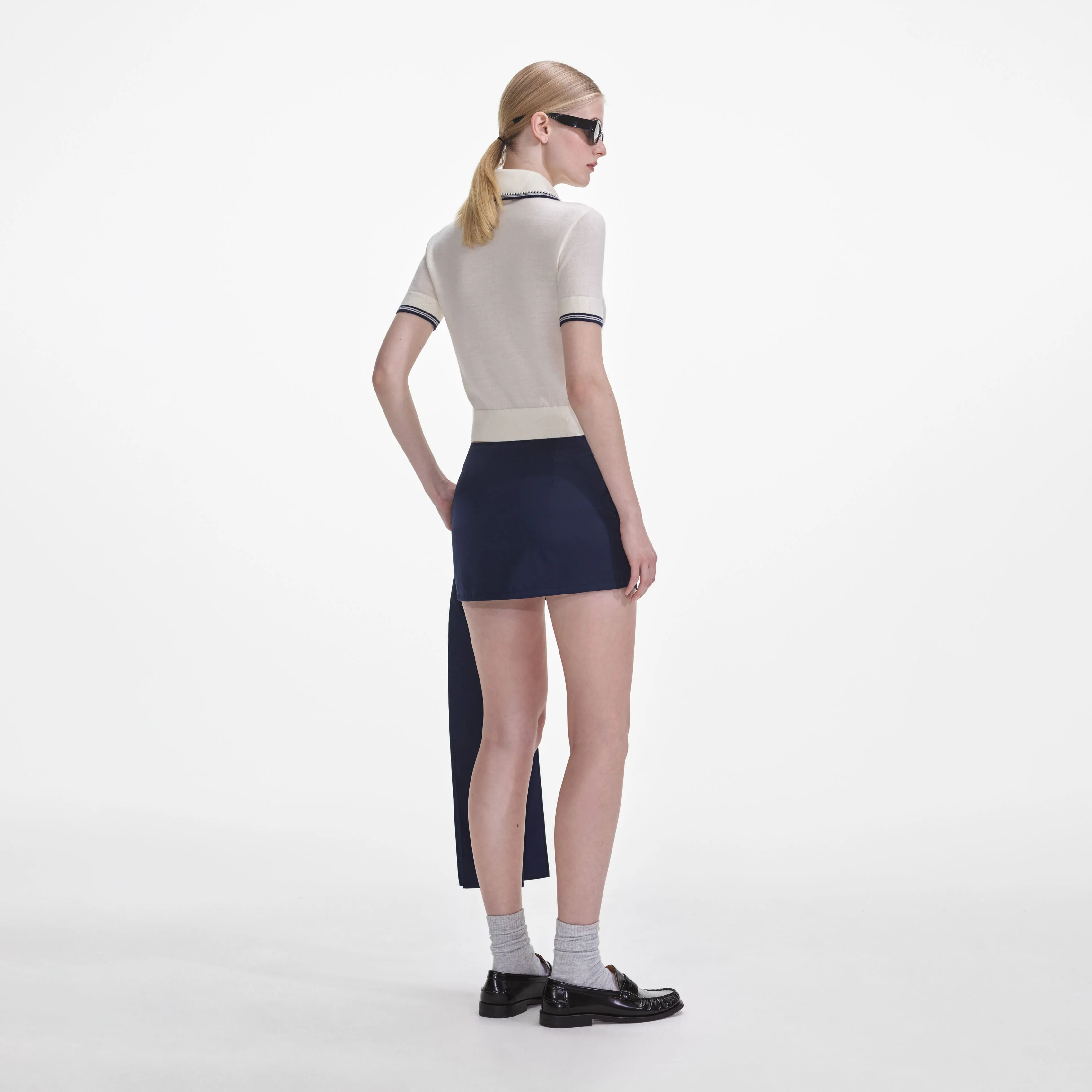 Cream Knit SP Polo Top - Image 3