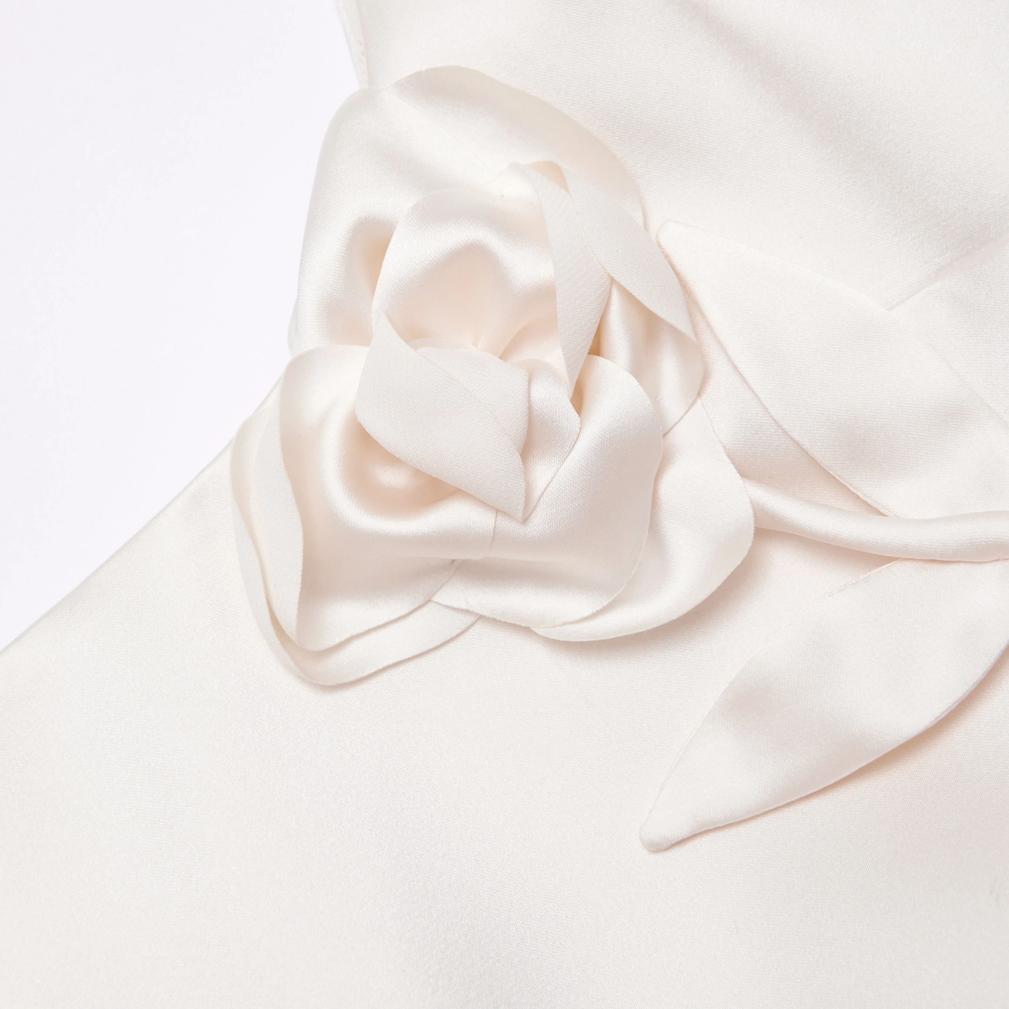 Cream Satin Flower Midi Dress - Image 5