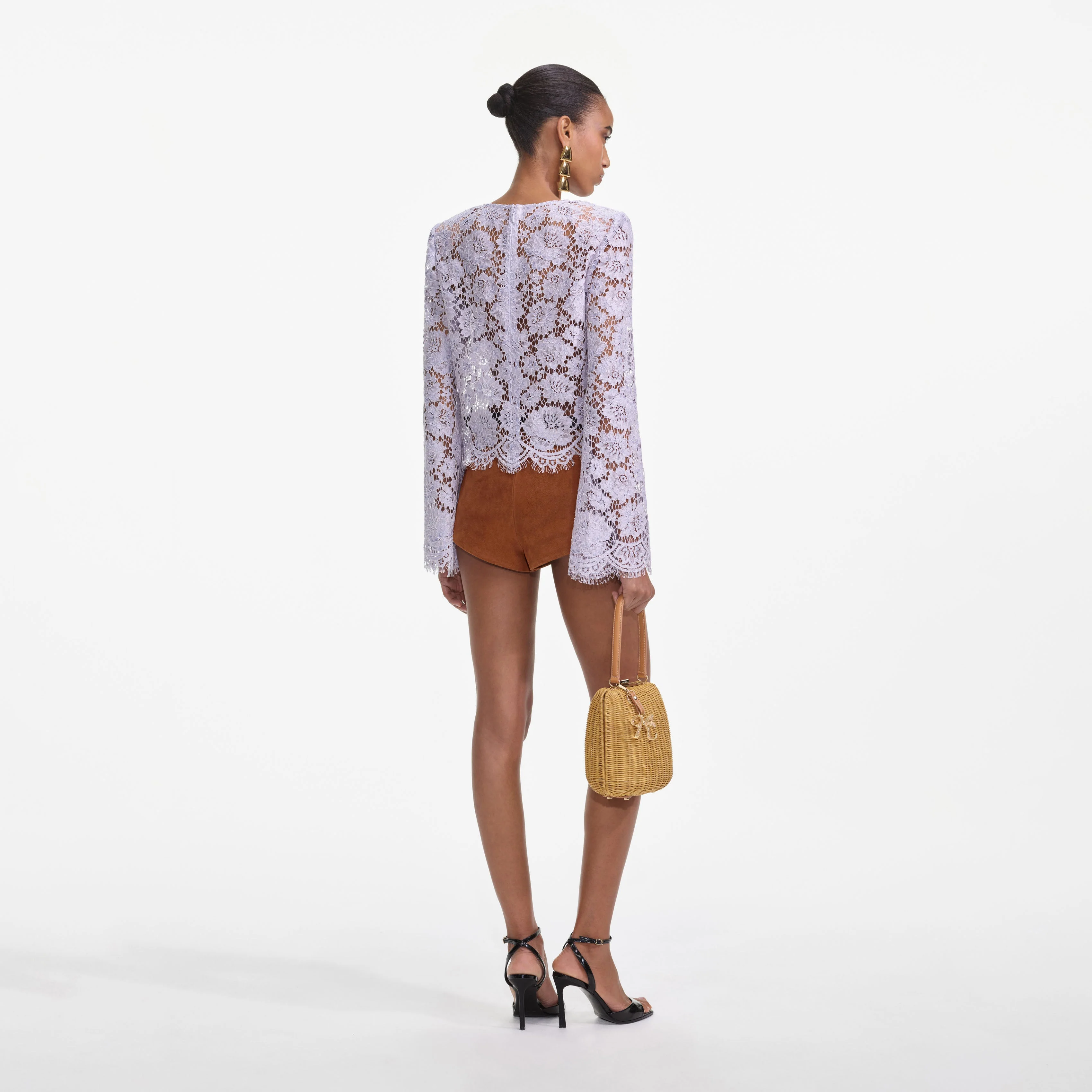 Lilac Lace Fluted Sleeve Top - Image 3