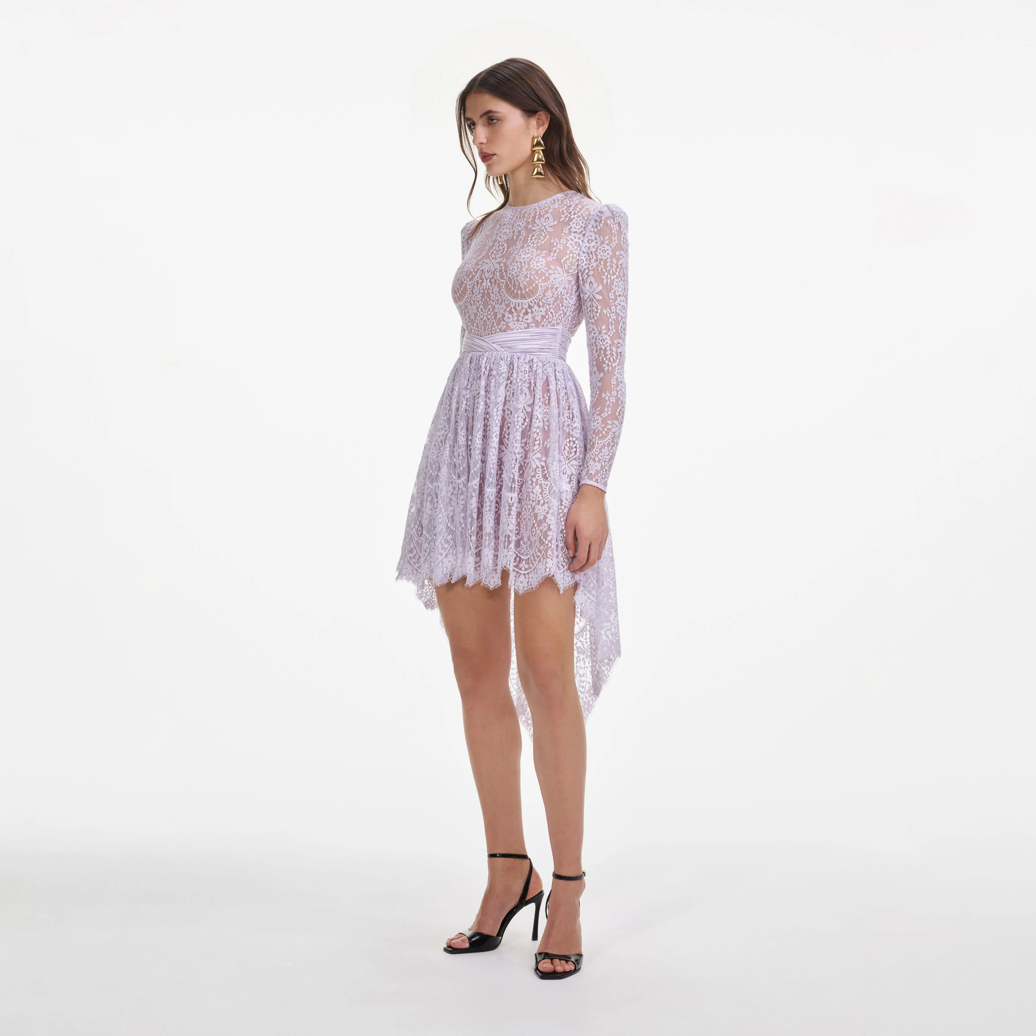 Lilac Lace Satin Mini Dress - Image 2