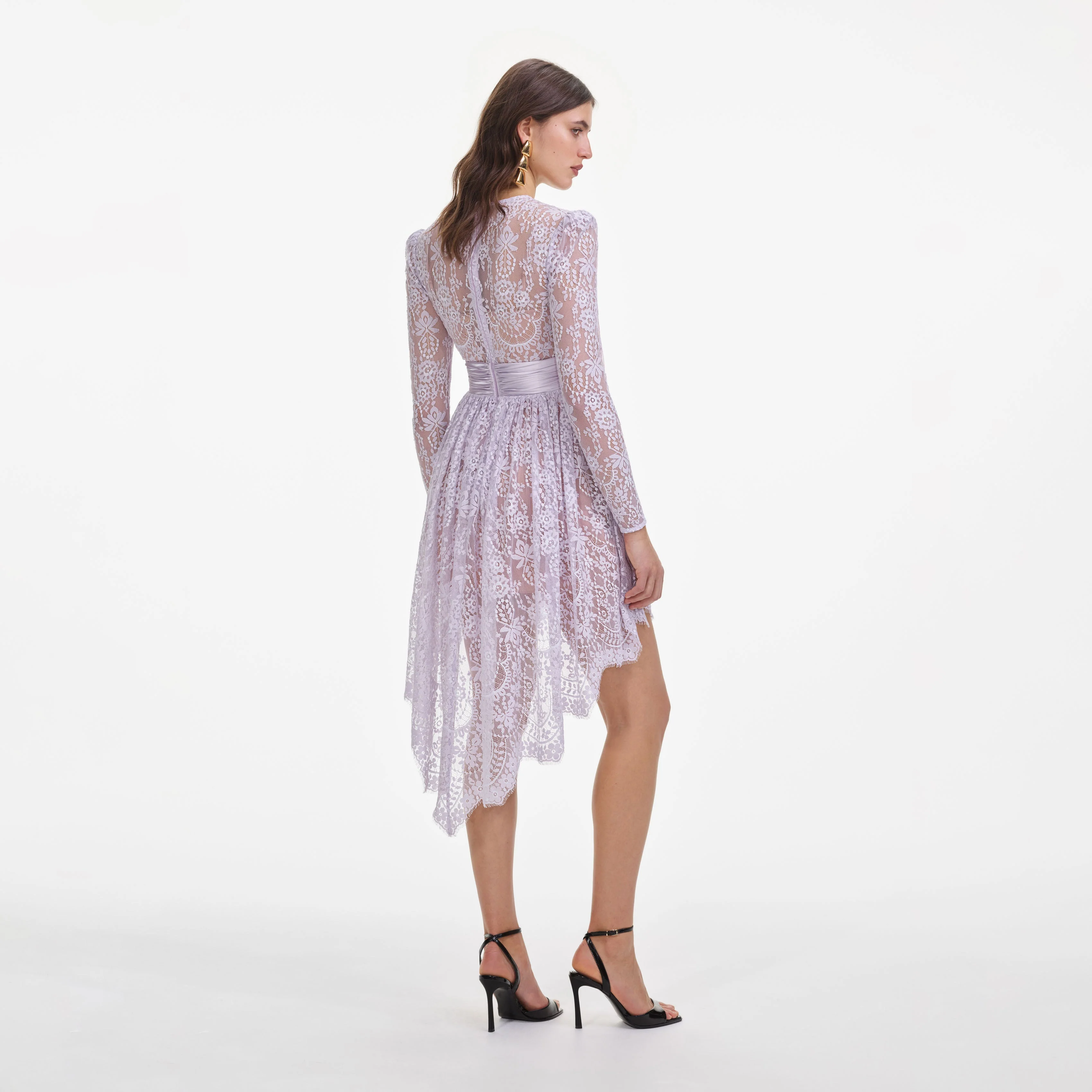 Lilac Lace Satin Mini Dress - Image 3