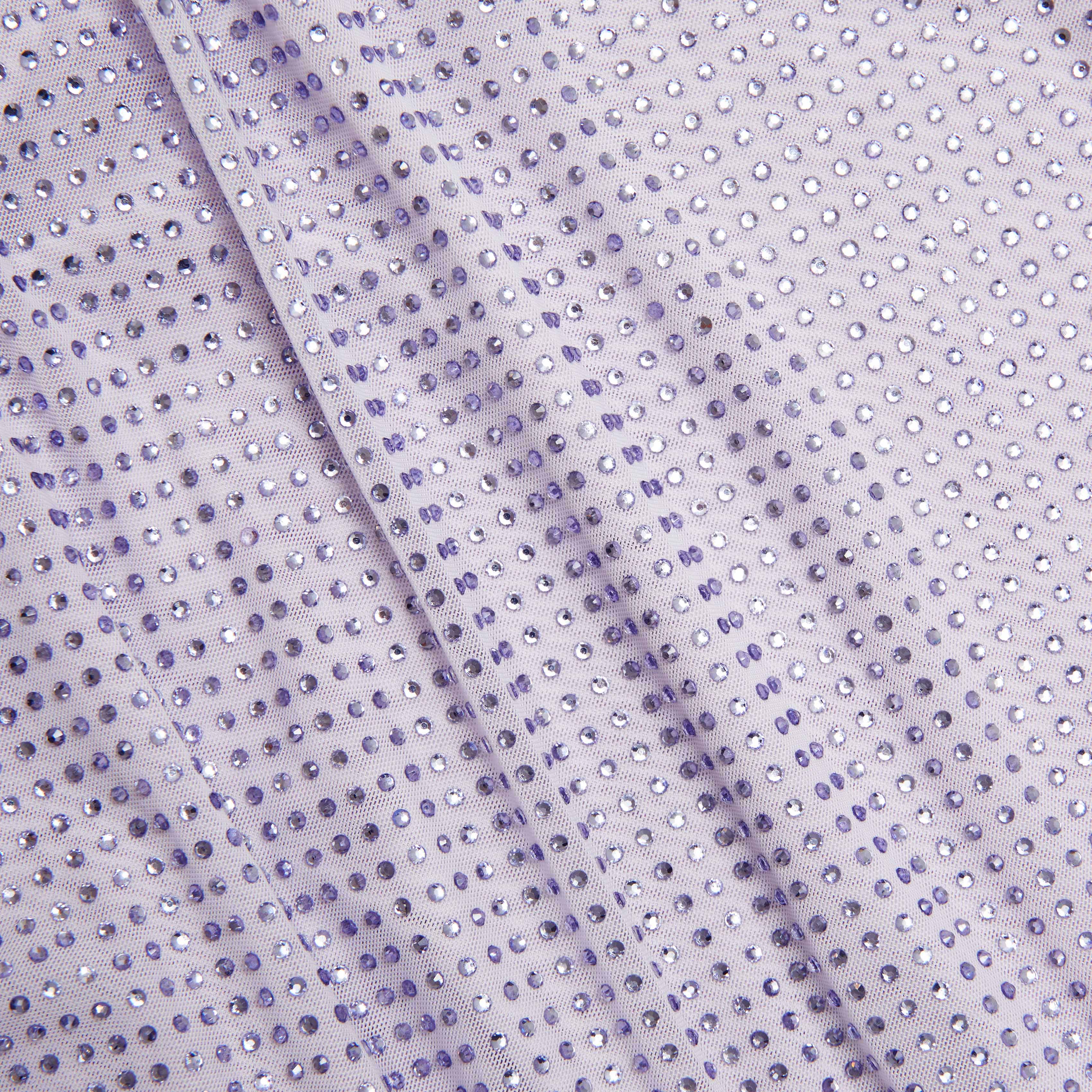 Lilac Rhinestone Gathered Maxi Dress - Image 5