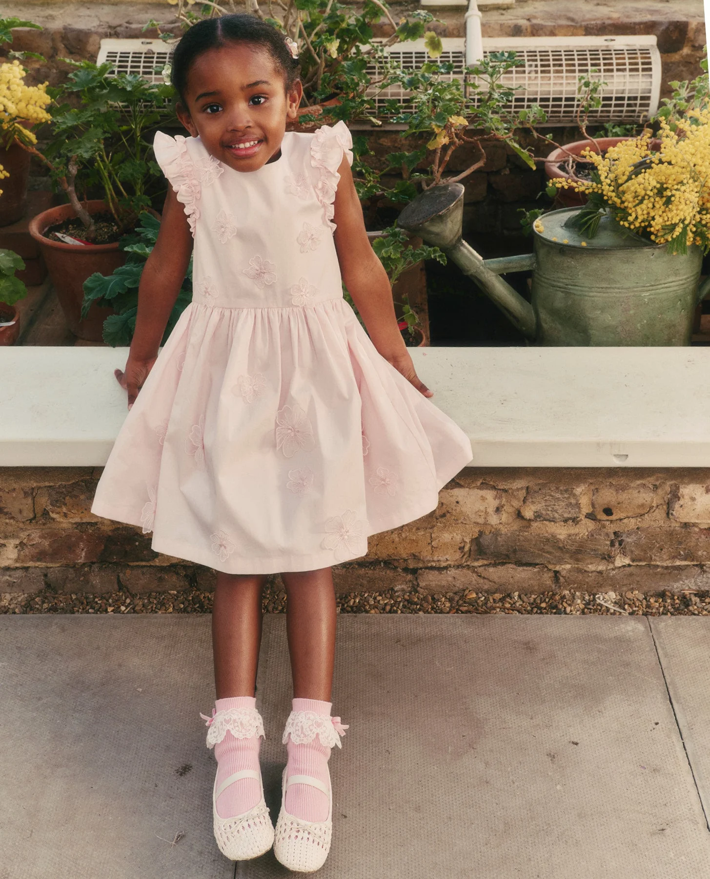 Pink Cotton Flower Dress - Image 4
