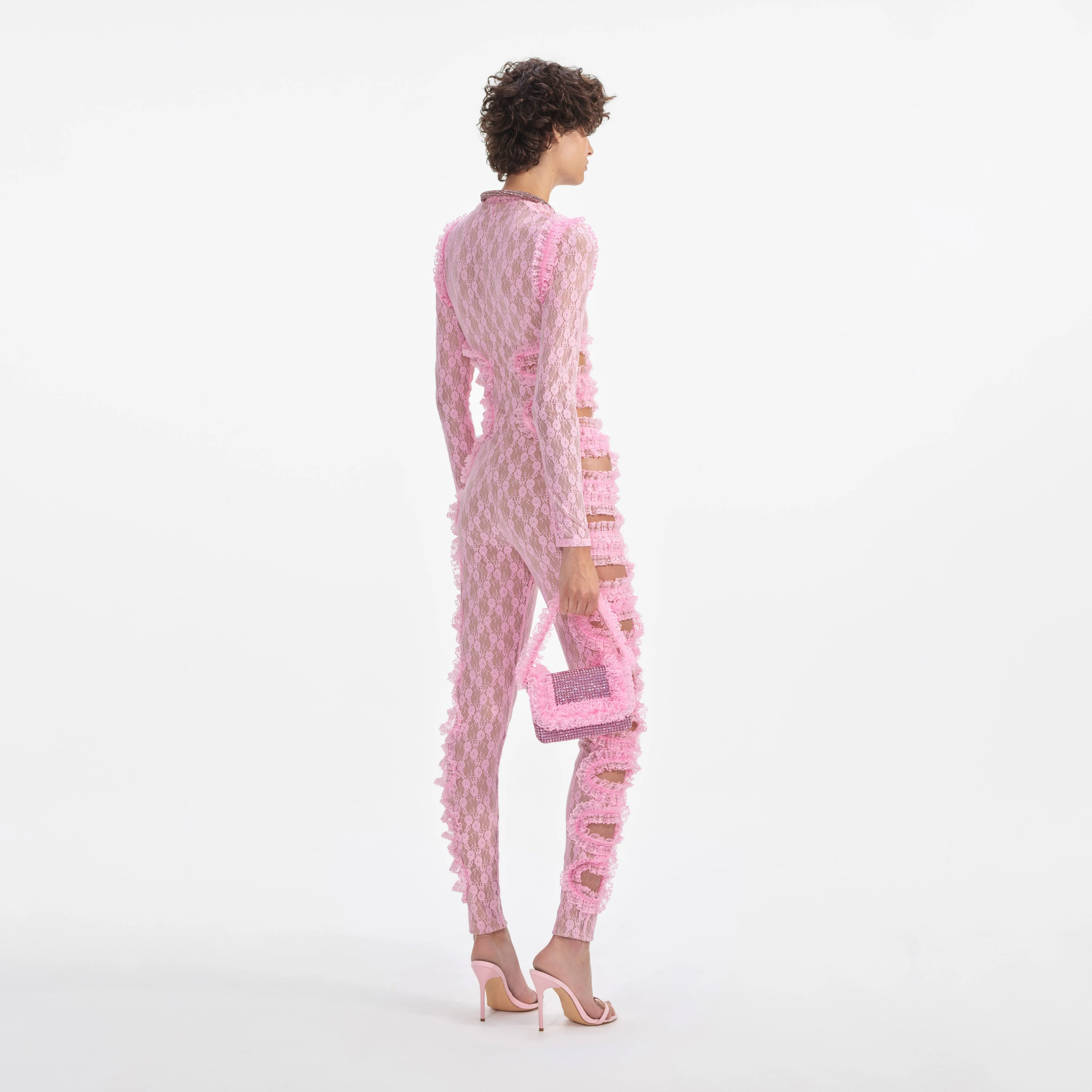 Pink Lace Cut Out Jumpsuit - Image 3