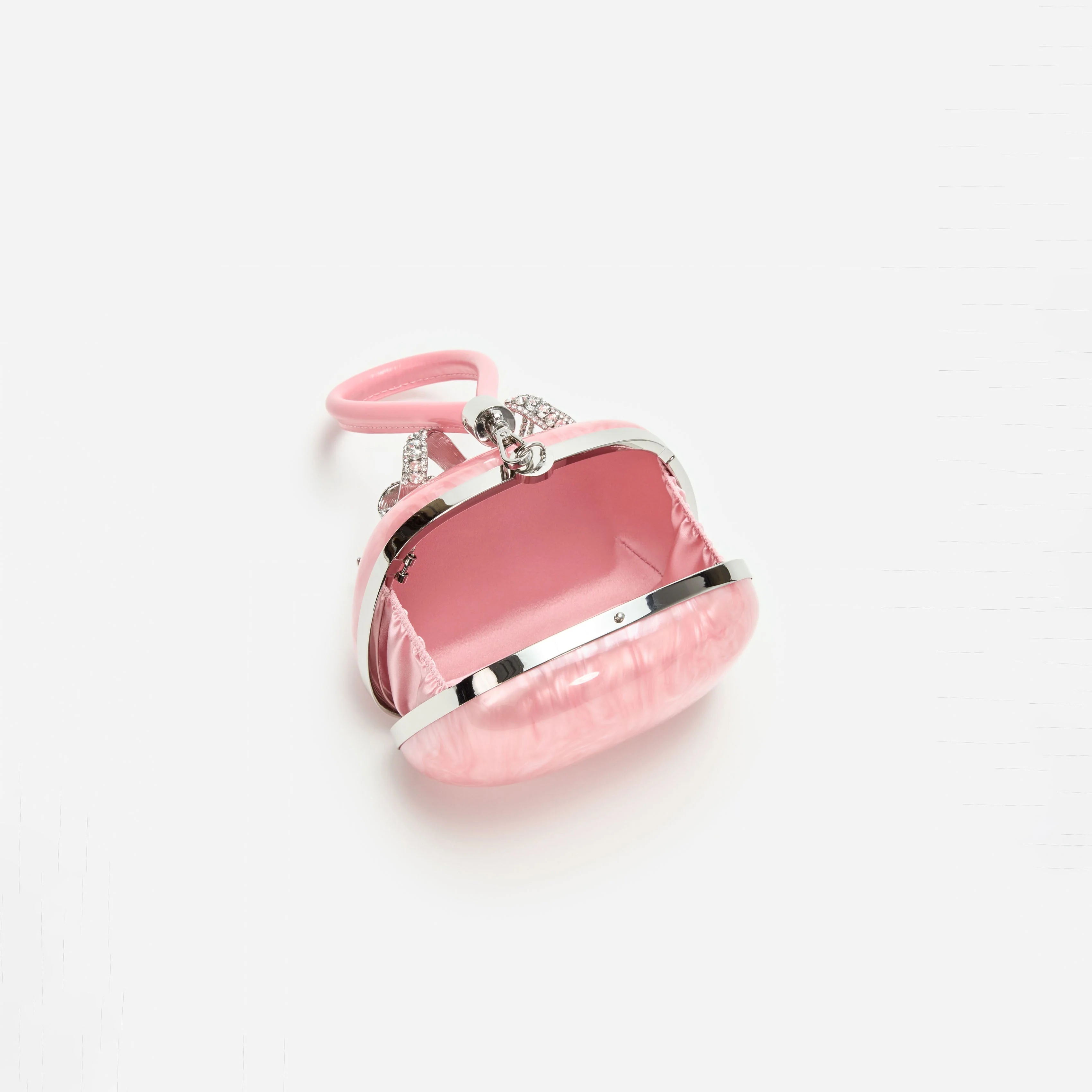 Pink Pearl Top Handle Clutch Bag - Image 5