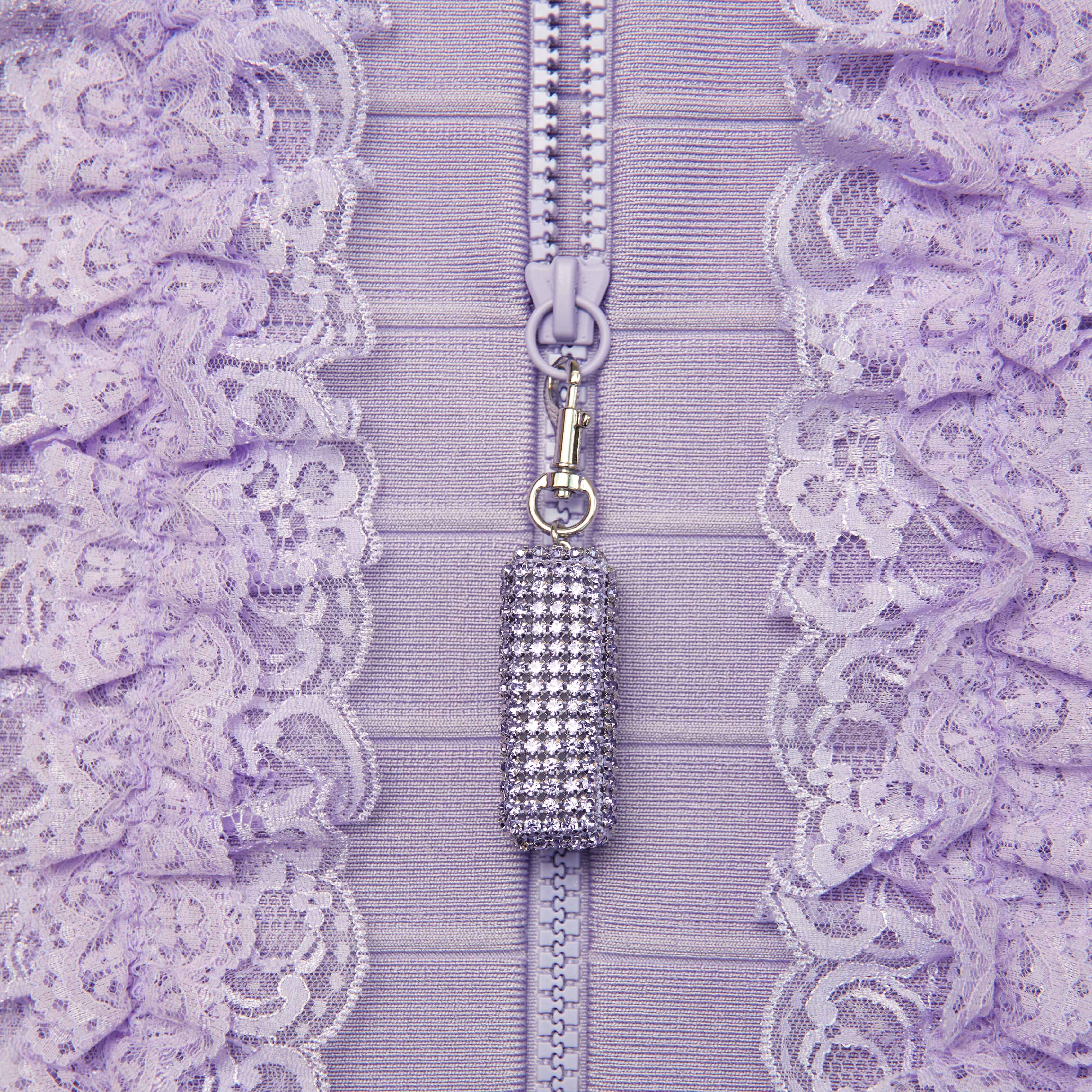 Purple Knit Zip Ruffle Maxi Dress - Image 5