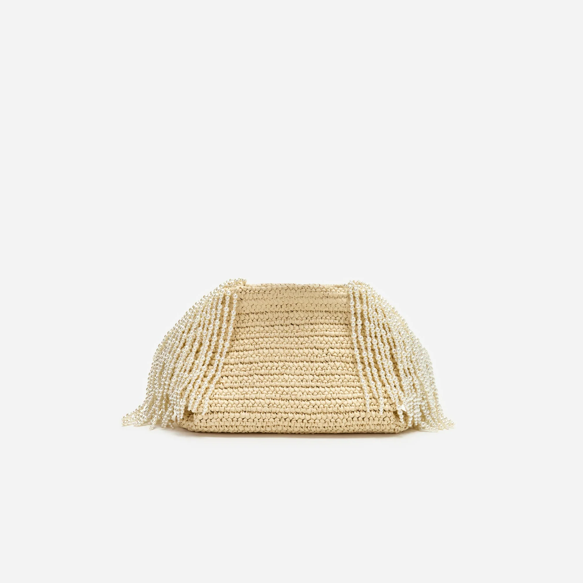 Raffia Pearl Fringe Clutch - Image 3