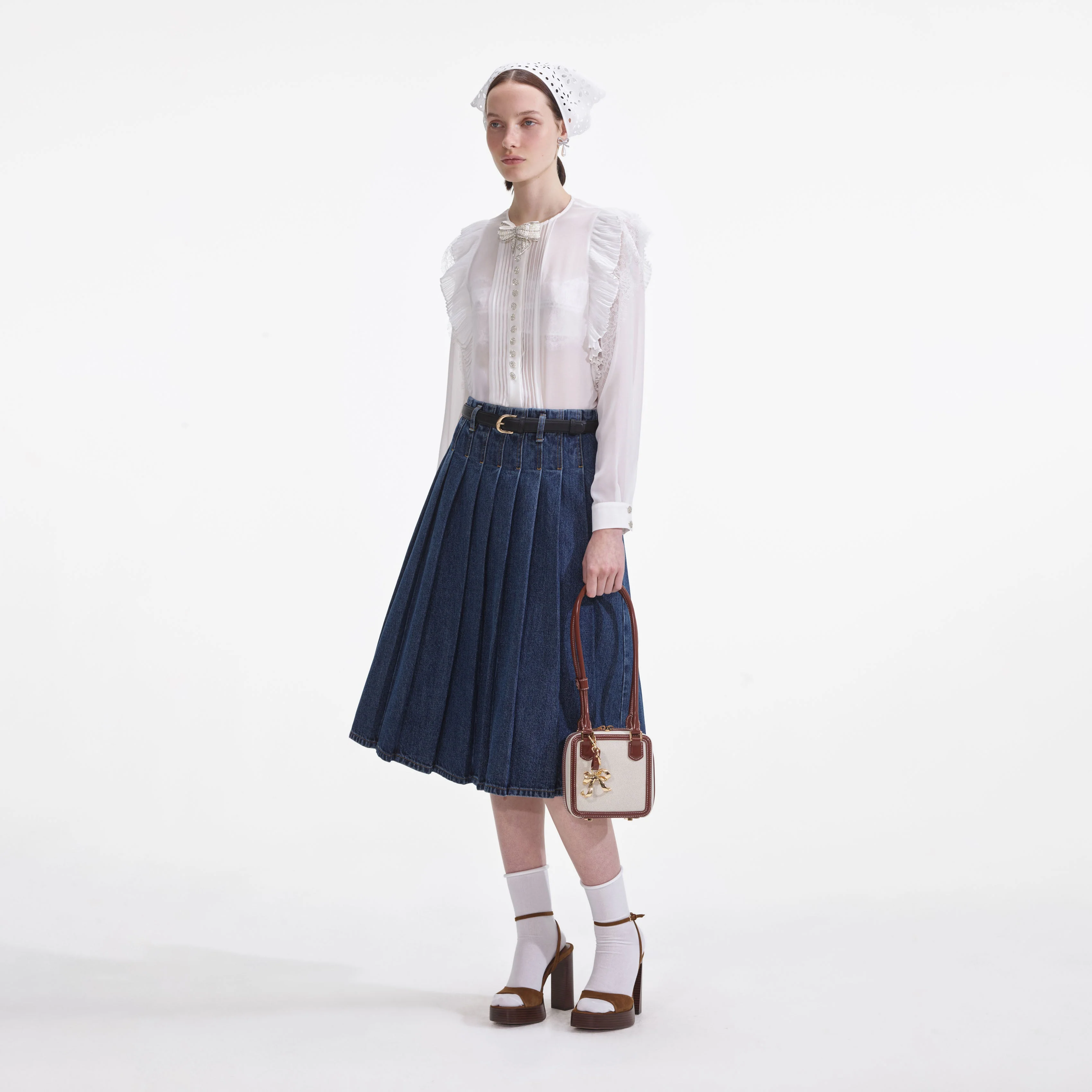 White Chiffon Ruffle Top - Image 2