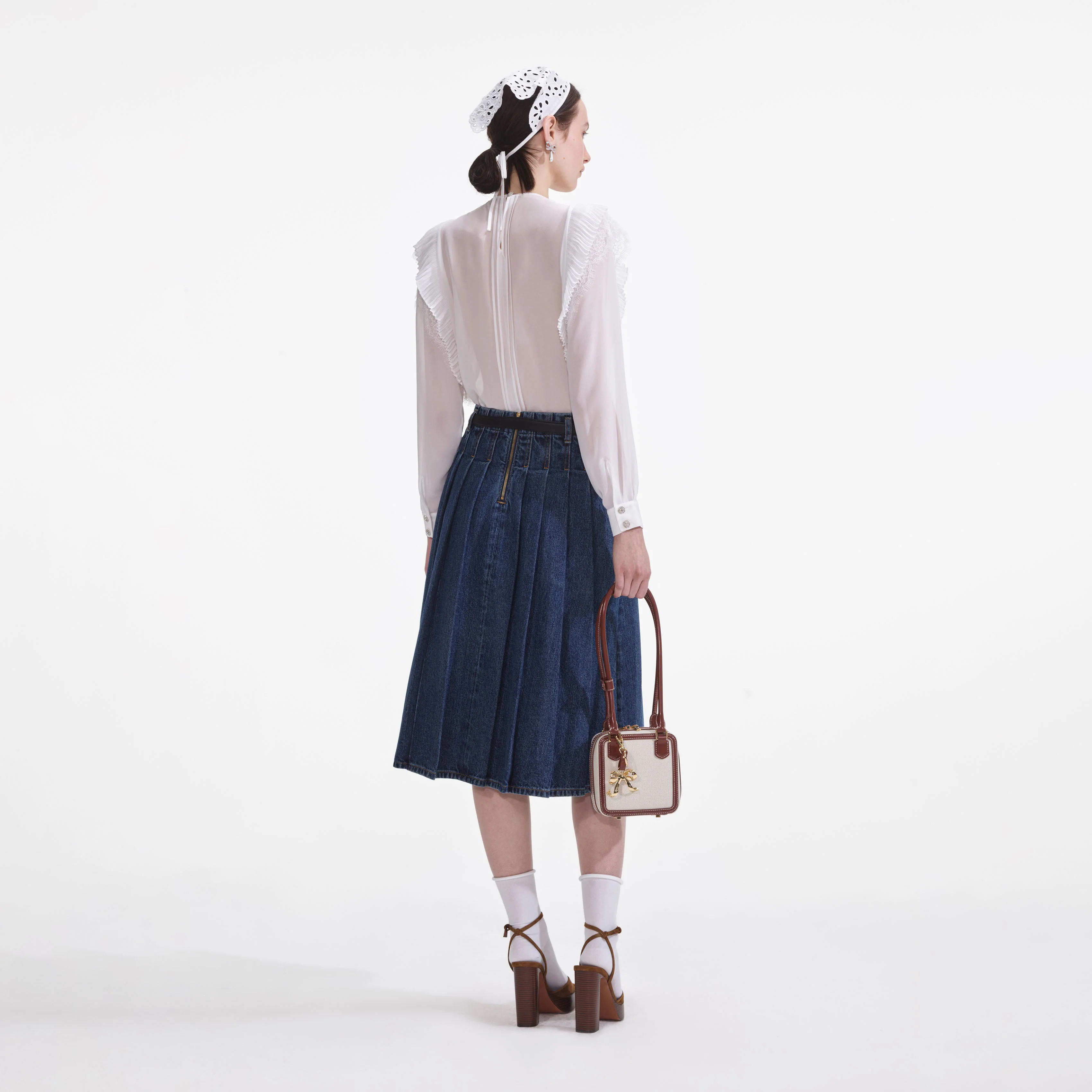 White Chiffon Ruffle Top - Image 3