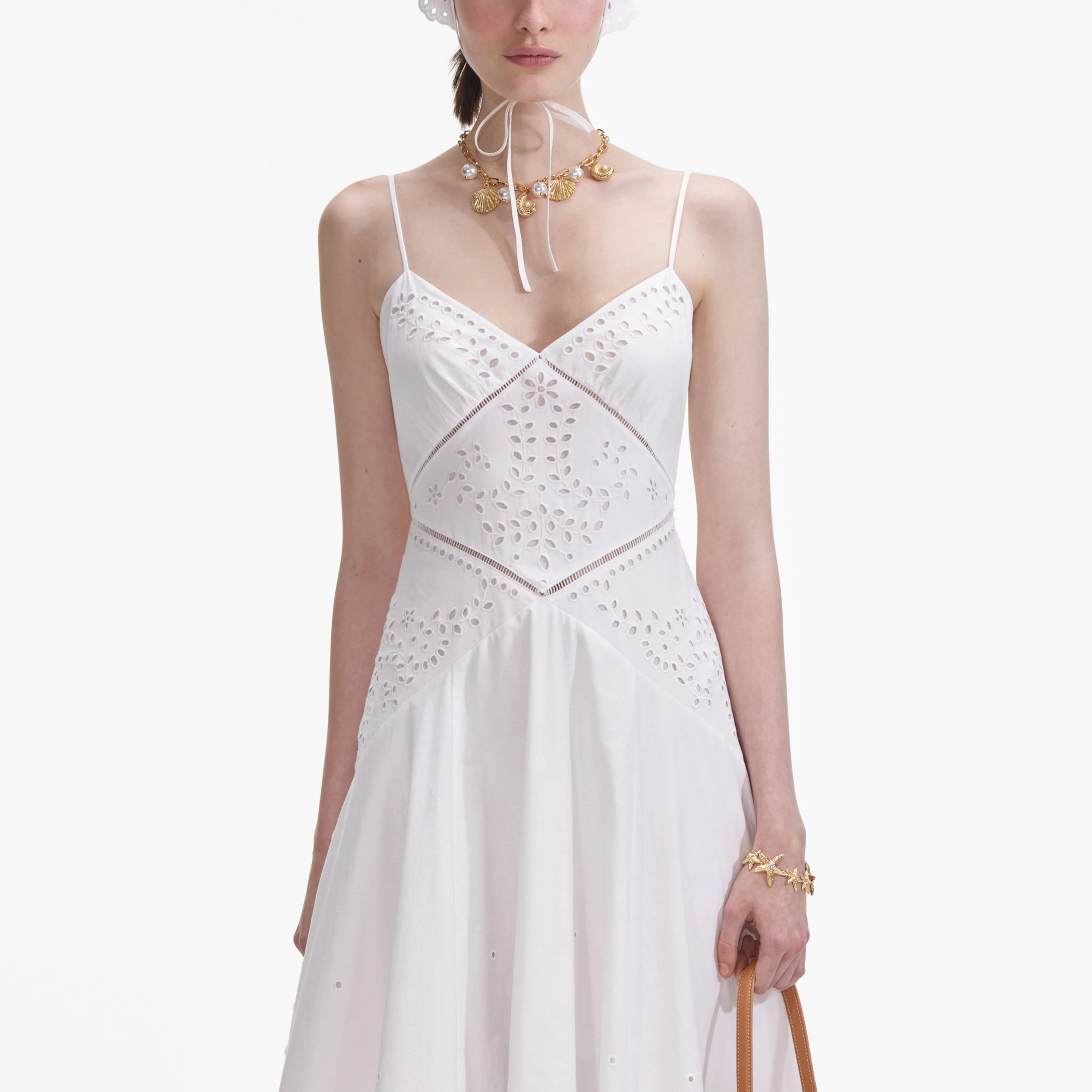 White Cotton Embroidered Maxi Dress - Image 4